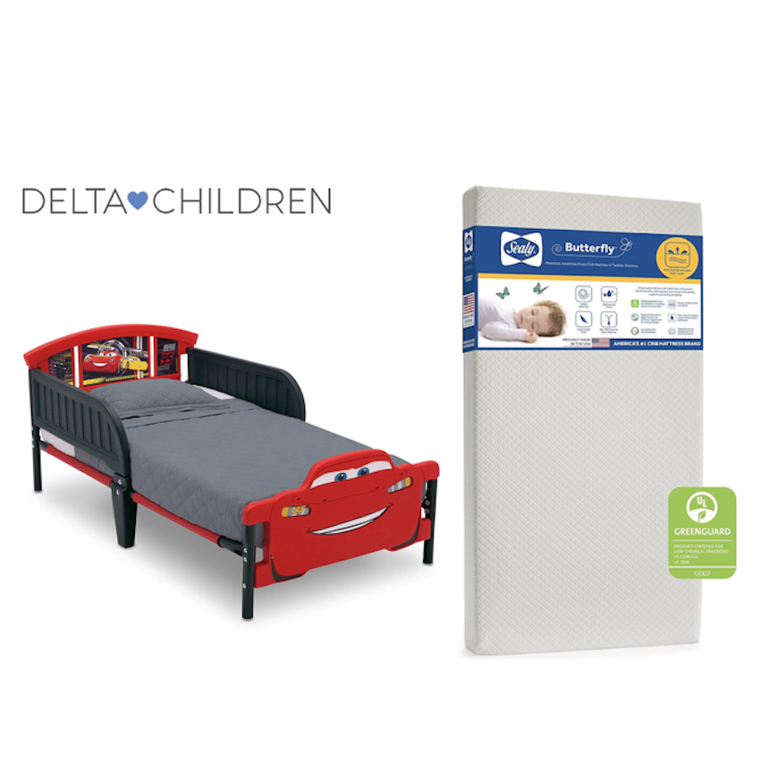 美國 Delta Children 反斗車王幼童床架 + 美國製 Sealy Butterfly 幼童床褥套裝