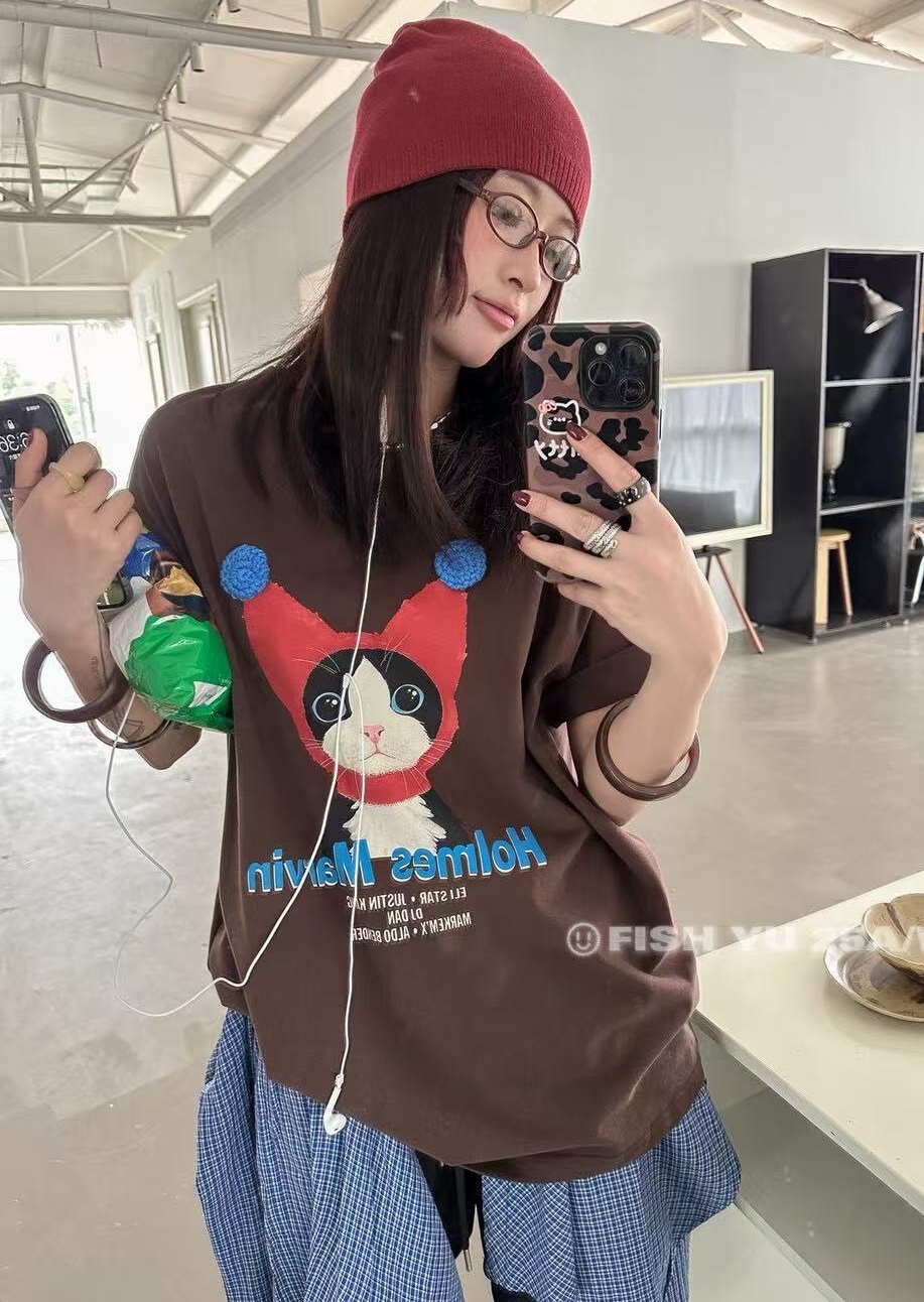 立體毛球帽貓咪棉質衣