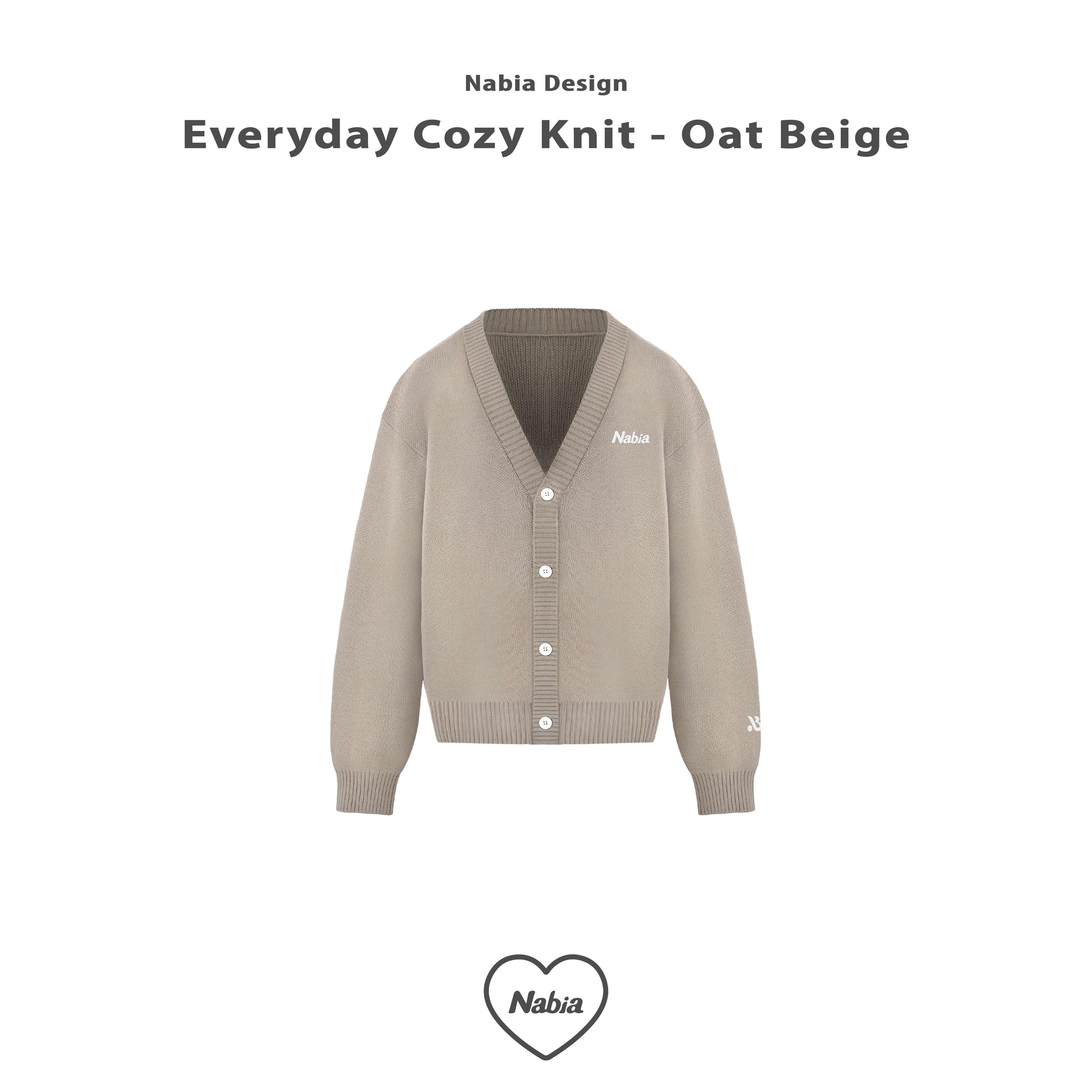 男友感針織開衫 - 慵懶杏