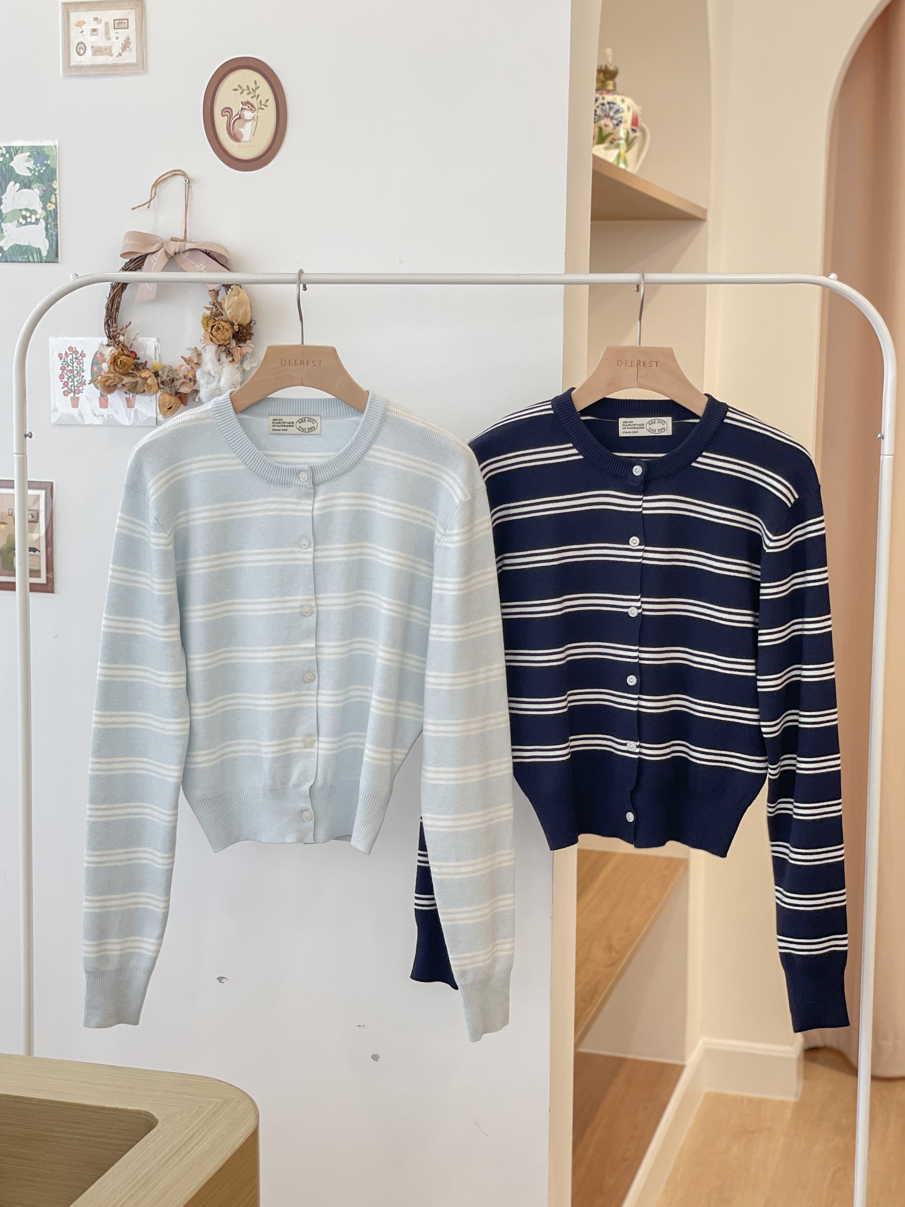 JK278 Maya Blue Striped Cardigan