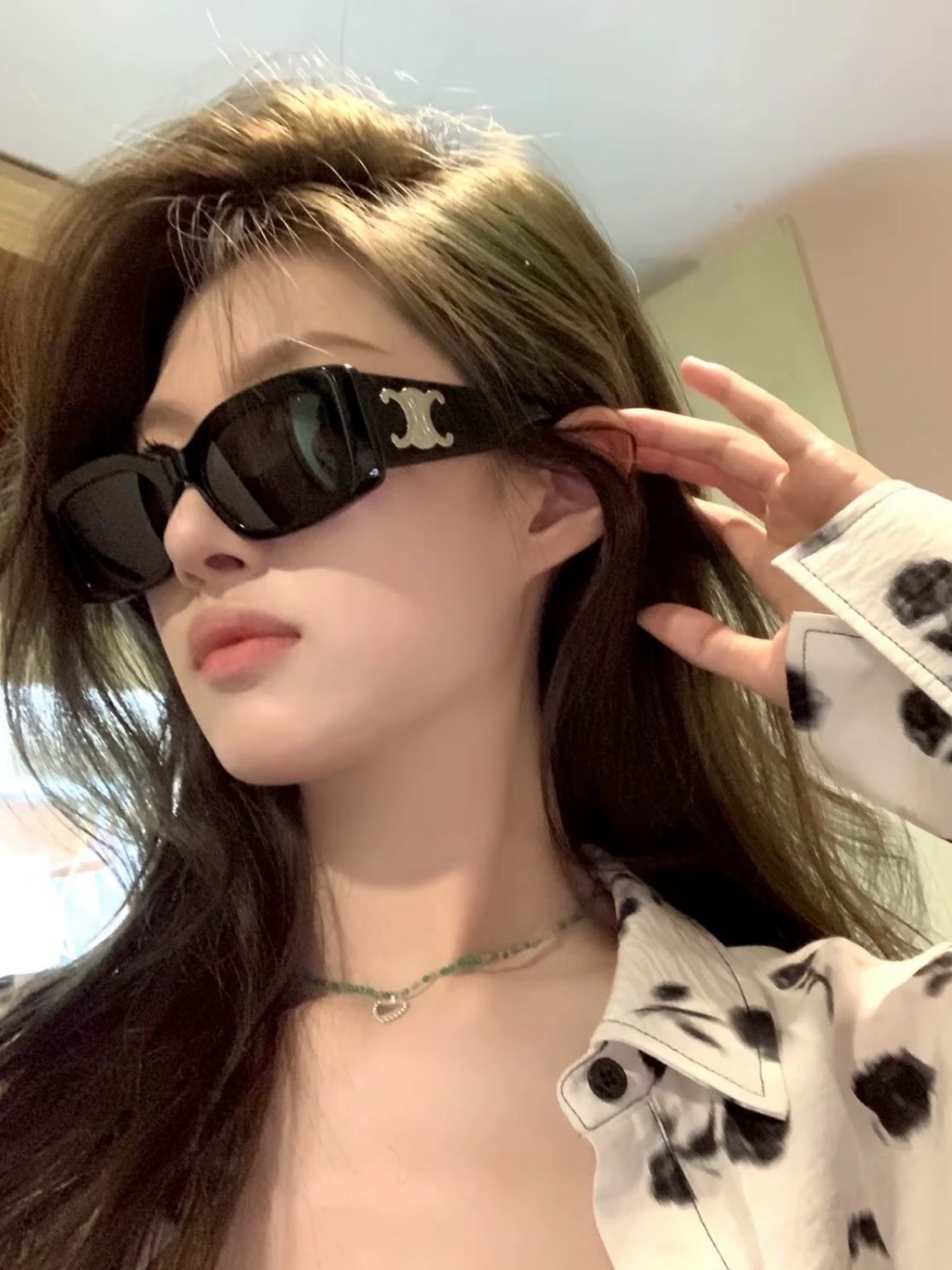 <五折下殺🧨> CELINE 凱旋門 黑銀色 墨鏡