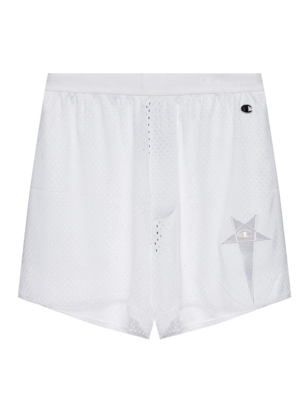 現貨三折 Rick Owens x Champion 連名限定 刺繡五星白色網眼短褲