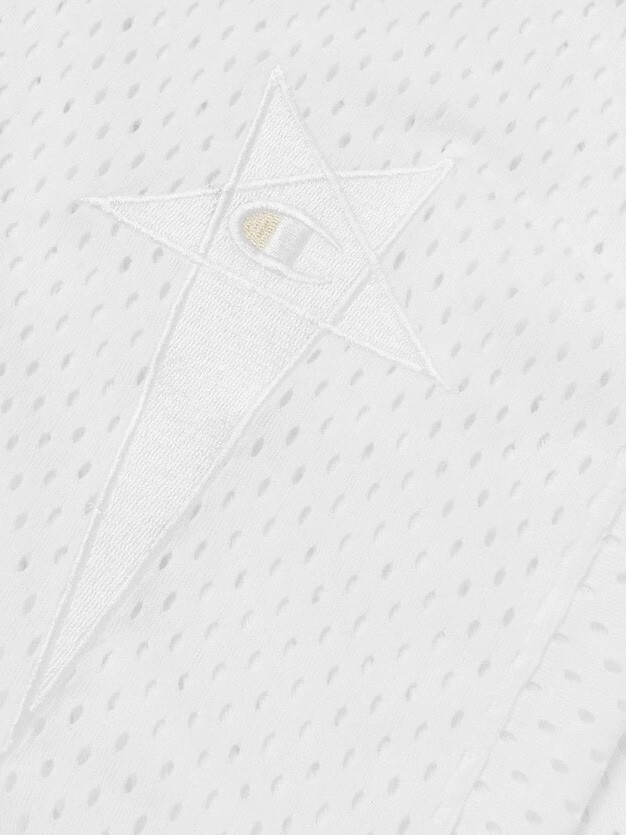 現貨三折 Rick Owens x Champion 連名限定 刺繡五星白色網眼短褲