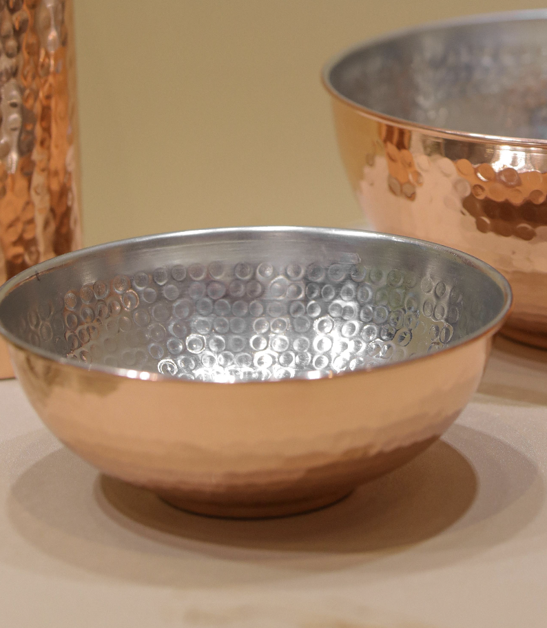 流蘇印度紅銅 錘紋亮面內鍍錫銅碗 (小) - AEBNK113 (0216)