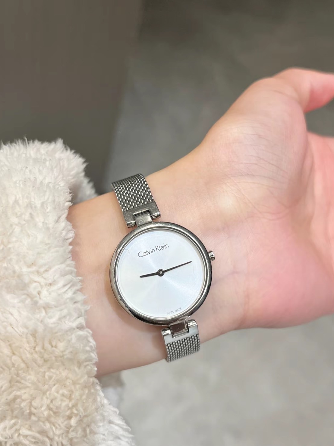 CALVIN KLEIN CK 銀色錶盤 石英腕錶