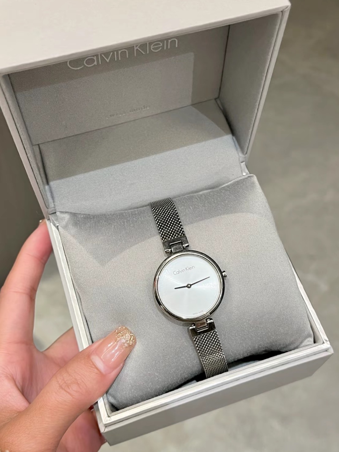CALVIN KLEIN CK 銀色錶盤 石英腕錶