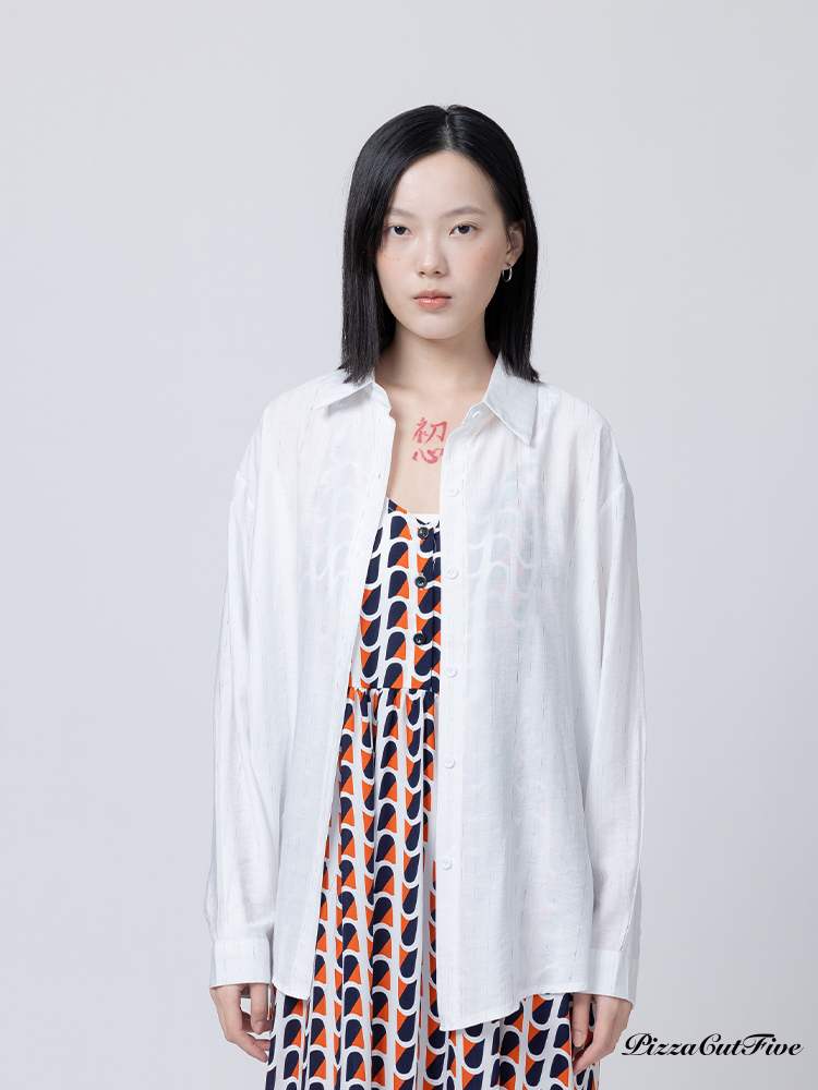 [兩件1580]低調閃亮線條長袖襯衫 PizzaCutFive PCF261401009