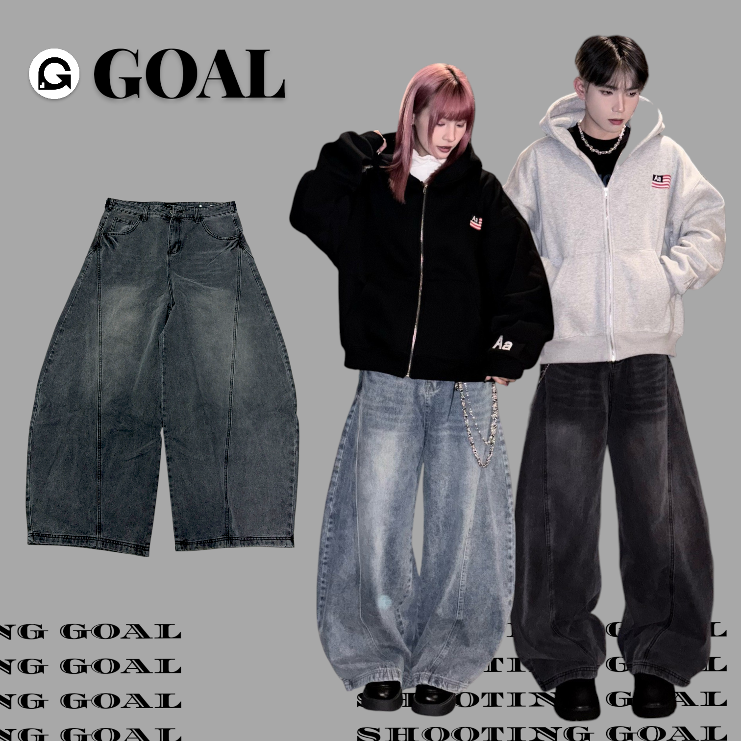 (GOAL) 韓國完美彎刀洗水牛仔褲 95899