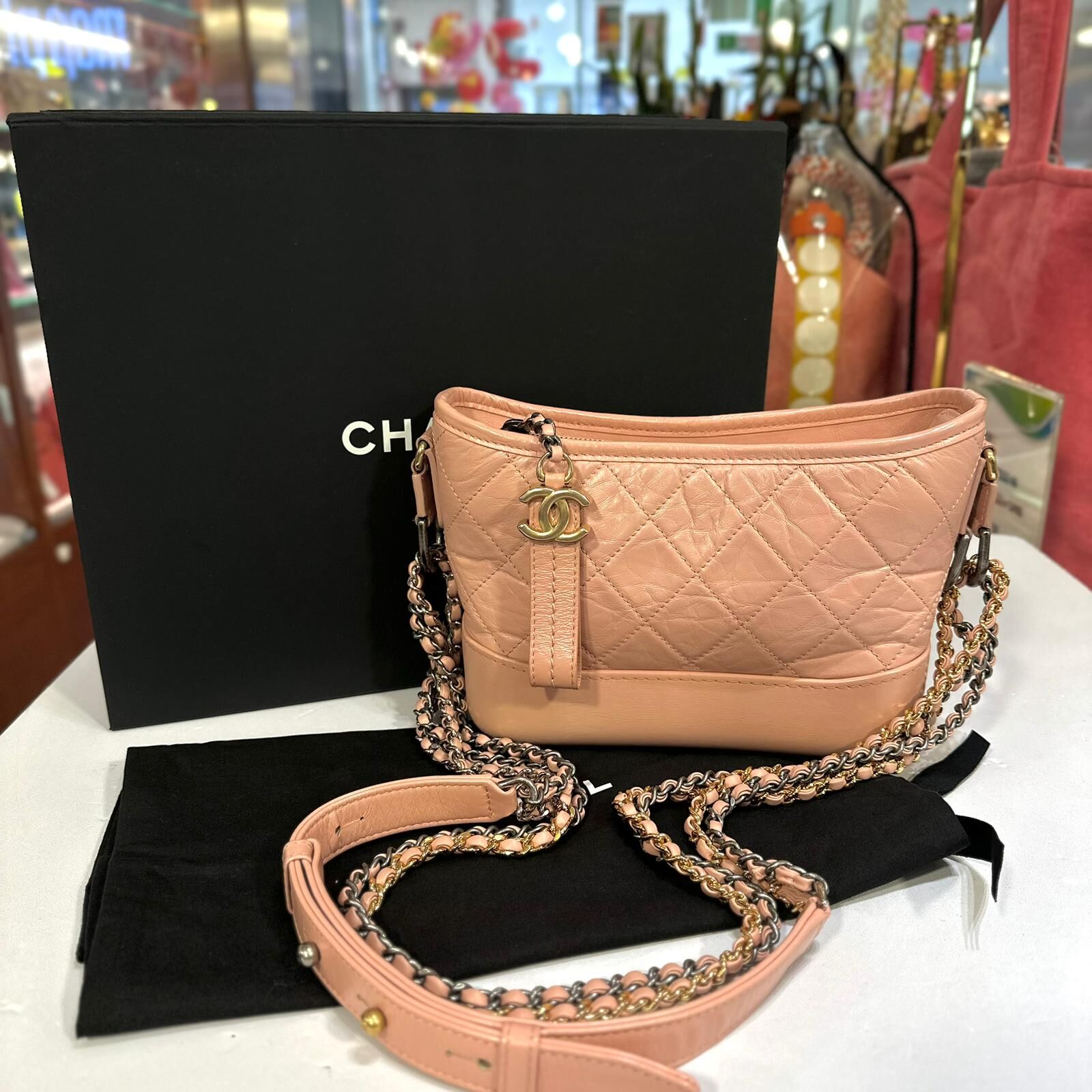 99%NEW二手 A91810 粉色牛皮 流浪包小碼  Gabrielle Small  #香榭站正品