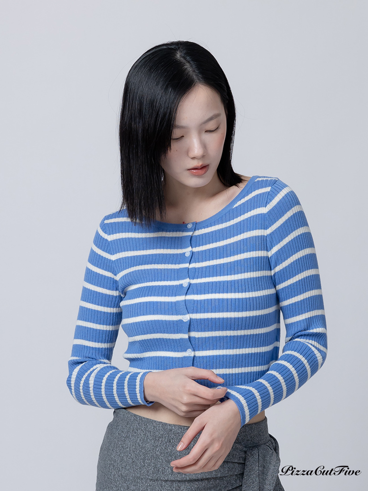 [兩件1580]條紋短版針織外套 PizzaCutFive PCF261415008