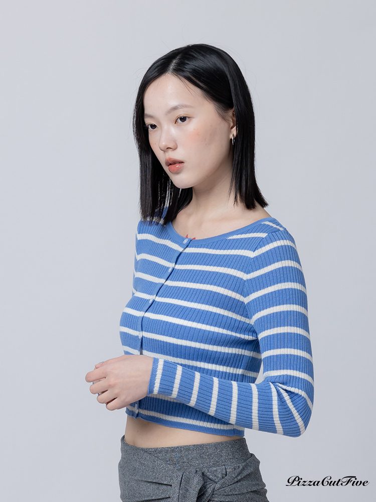 [兩件1580]條紋短版針織外套 PizzaCutFive PCF261415008