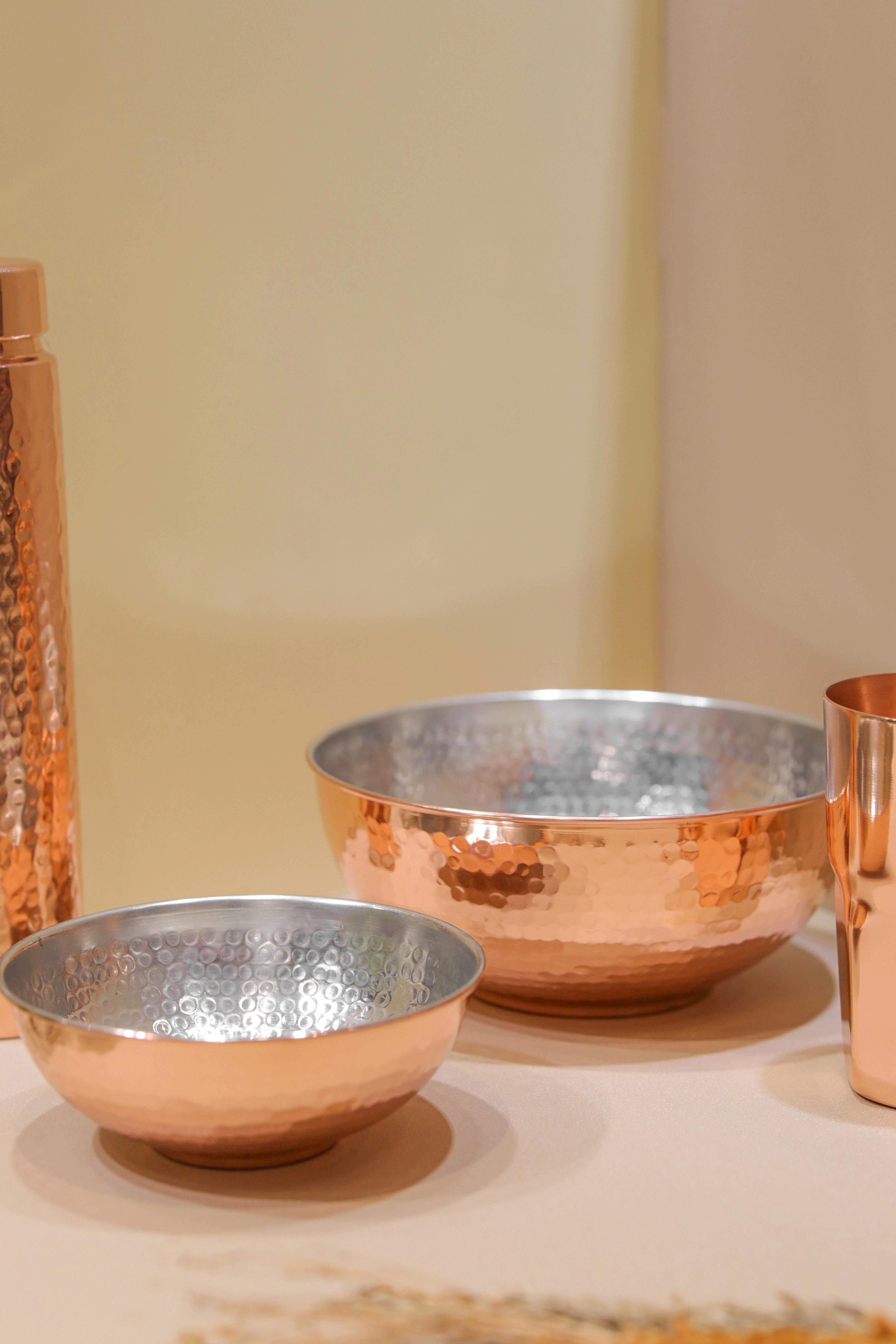 流蘇印度紅銅 錘紋亮面內鍍錫銅碗 (小) - AEBNK113 (0216)