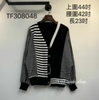 秋季針織橫間外套 上圍44吋 腰圍42吋 長23吋 TF308048