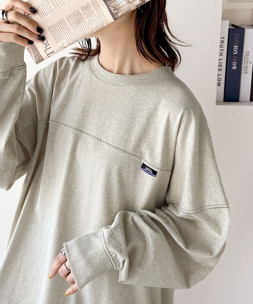 日本🇯🇵連線 JAVA 隨性可愛縫線超寬鬆長袖套頭衫 男女可穿 復古 寬鬆 打底 內搭 長袖 套頭衫 T恤 4色(任買兩件711免運)/預購