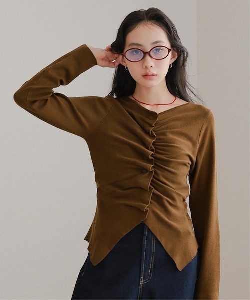 腰線收束の立體皺褶・大人感Knit