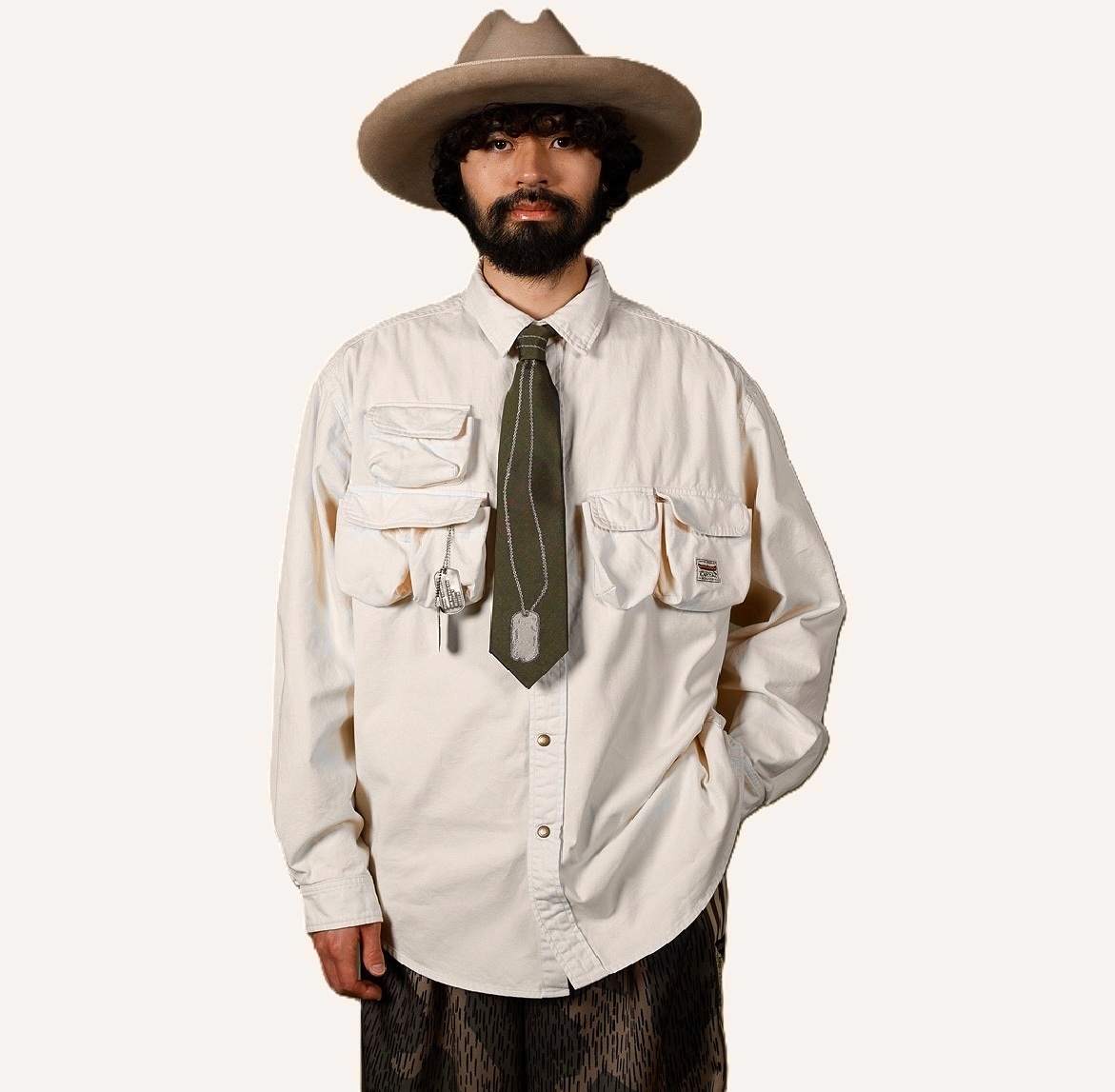 KAPITAL 2026 Chino NUGGET-POCKET FISH SHIRT L/S - PRE ORDER ITEM (預訂中)