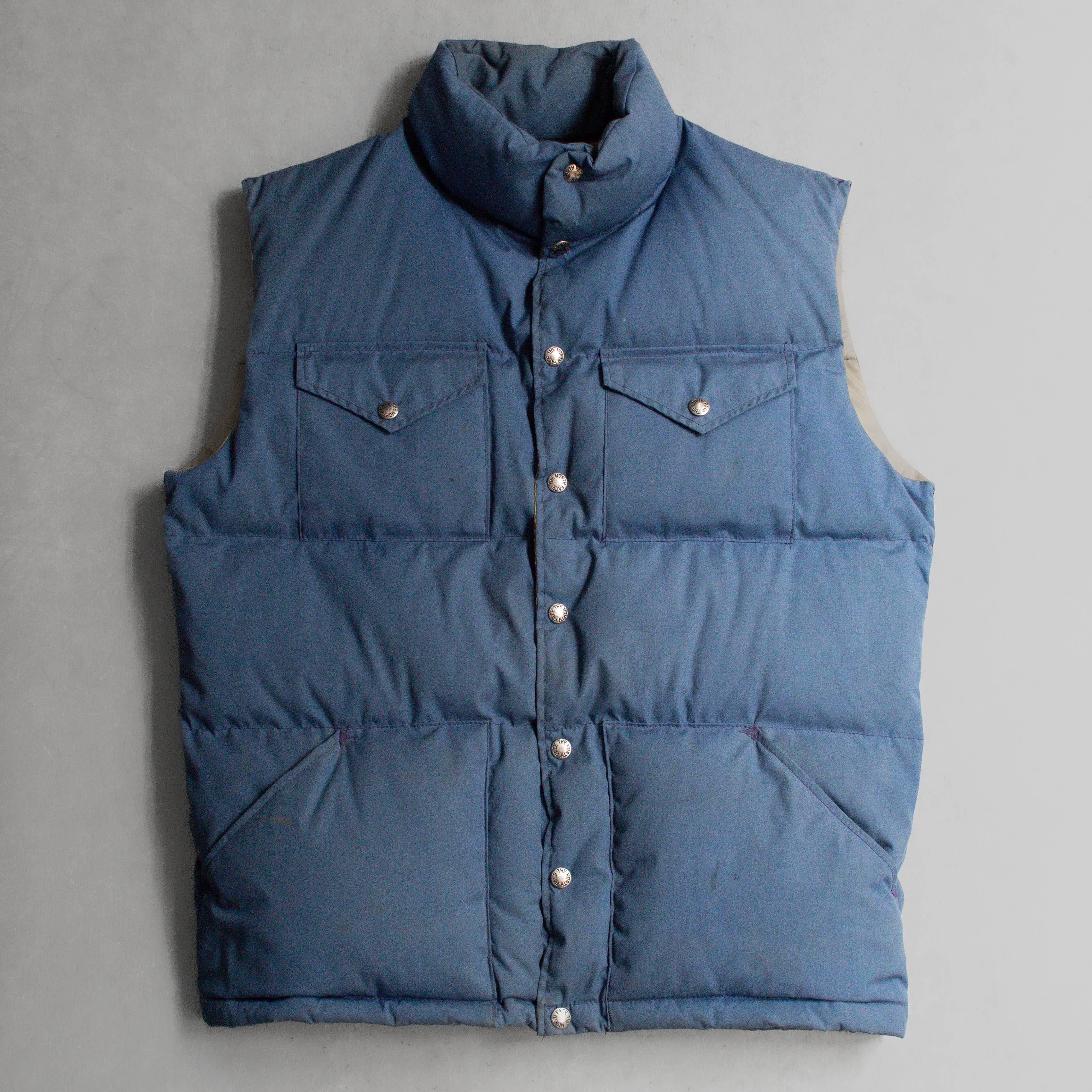 80-90S THE NORTH FACE DOWN VEST 美國製 北臉 茶標 藍色 羽絨 背心 L