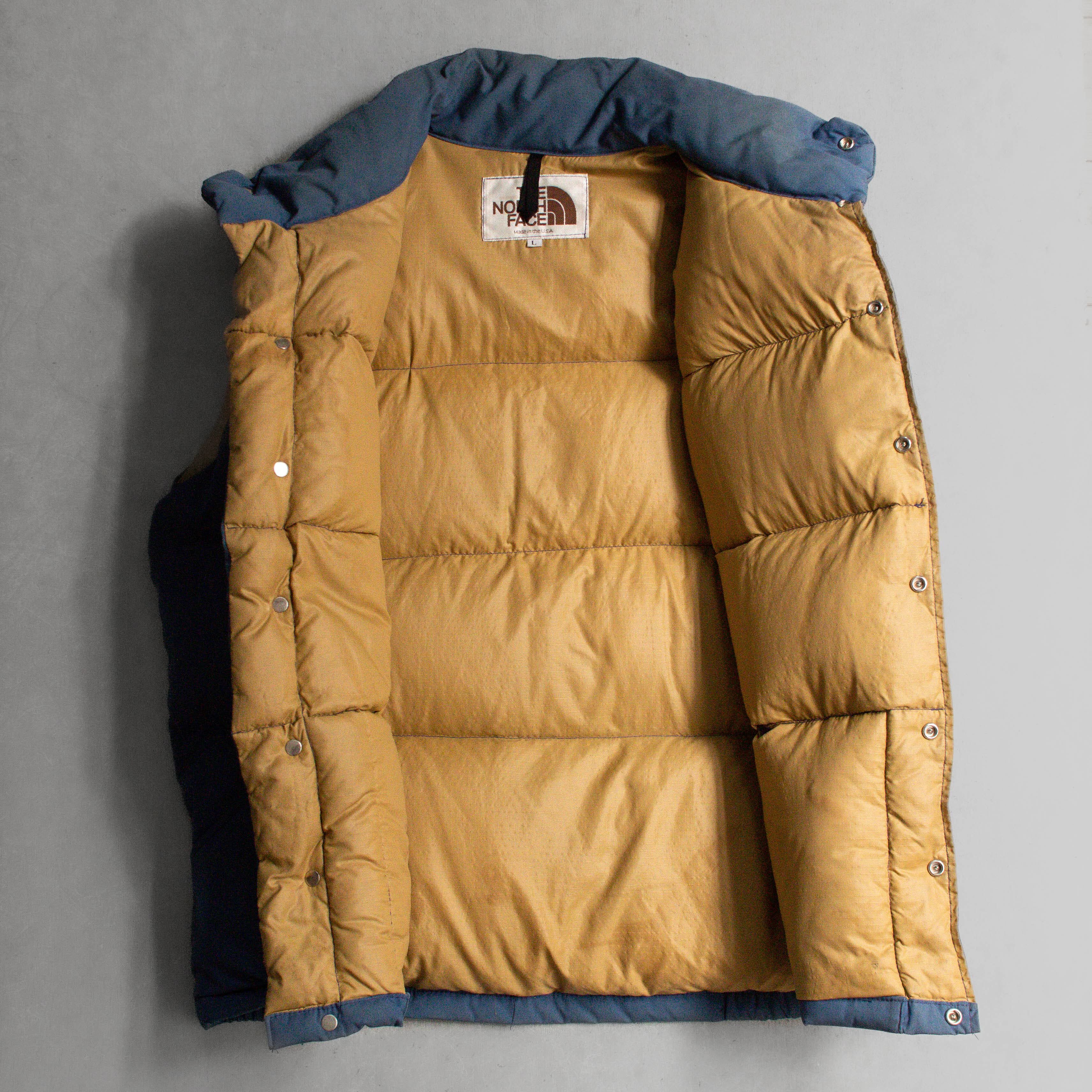 80-90S THE NORTH FACE DOWN VEST 美國製 北臉 茶標 藍色 羽絨 背心 L