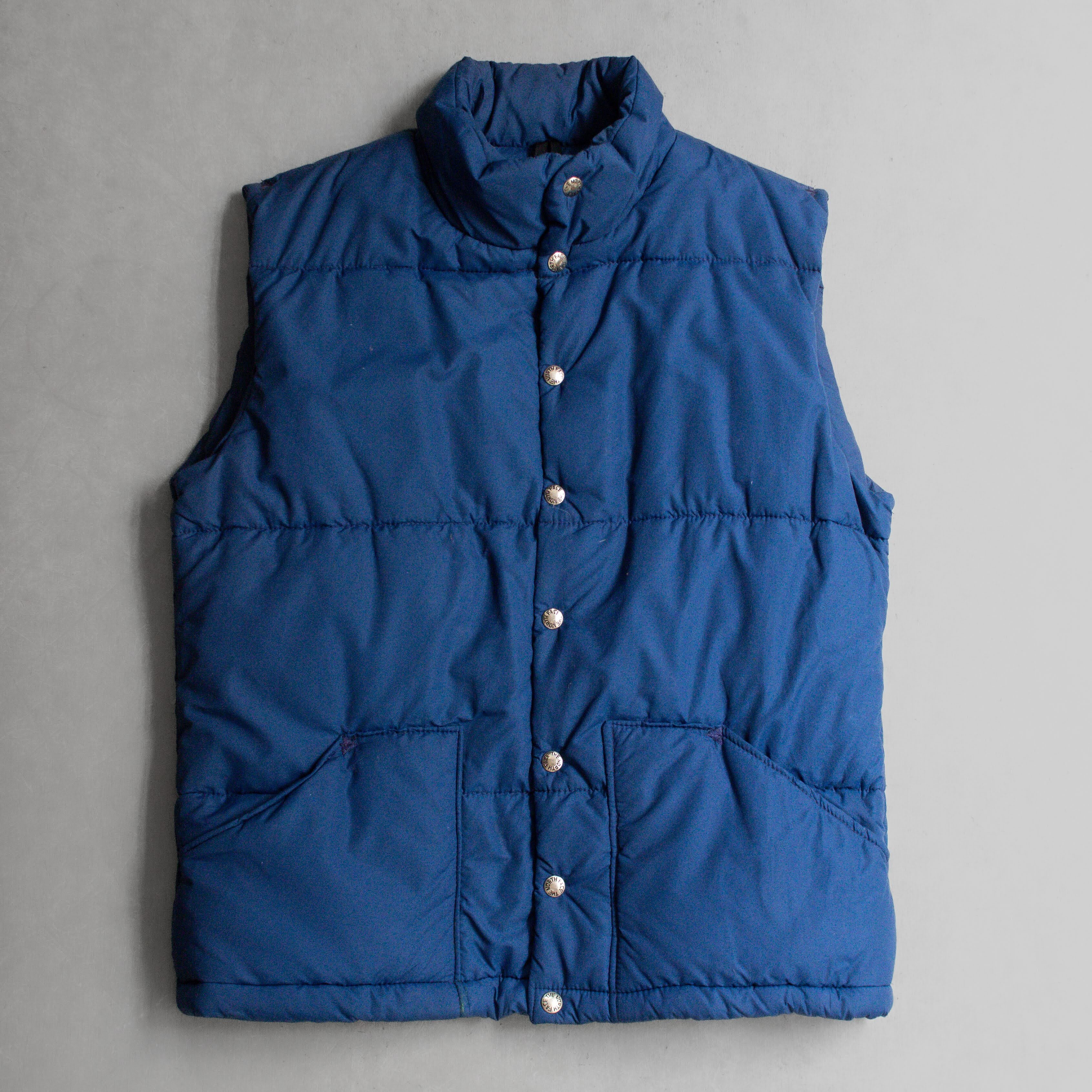 70-80S THE NORTH FACE PUFFER VEST 美國製 北臉 茶標 藍色 鋪棉 背心