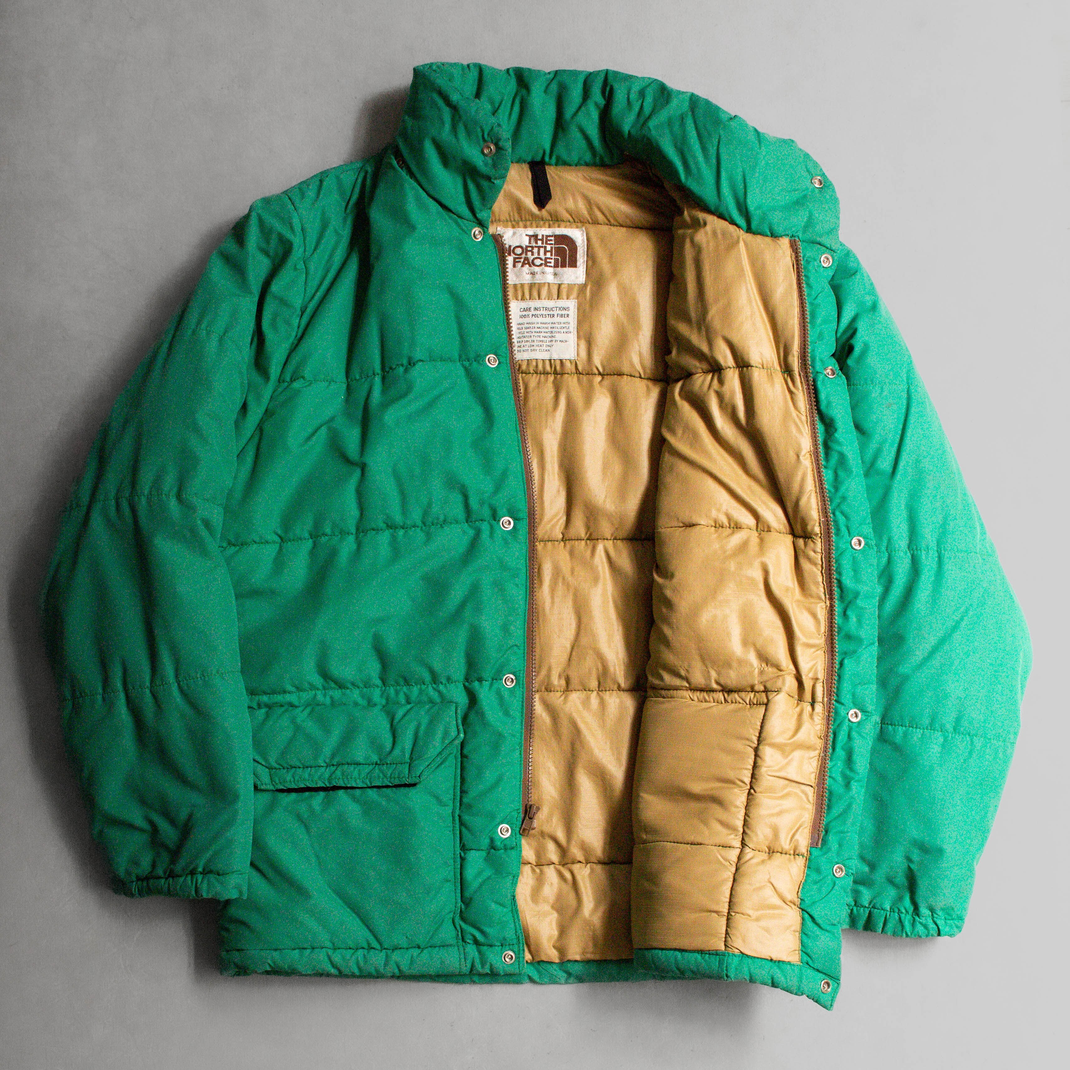 70-80S THE NORTH FACE PUFFER JACKET 美國製 北臉 茶標 綠色 鋪棉外套