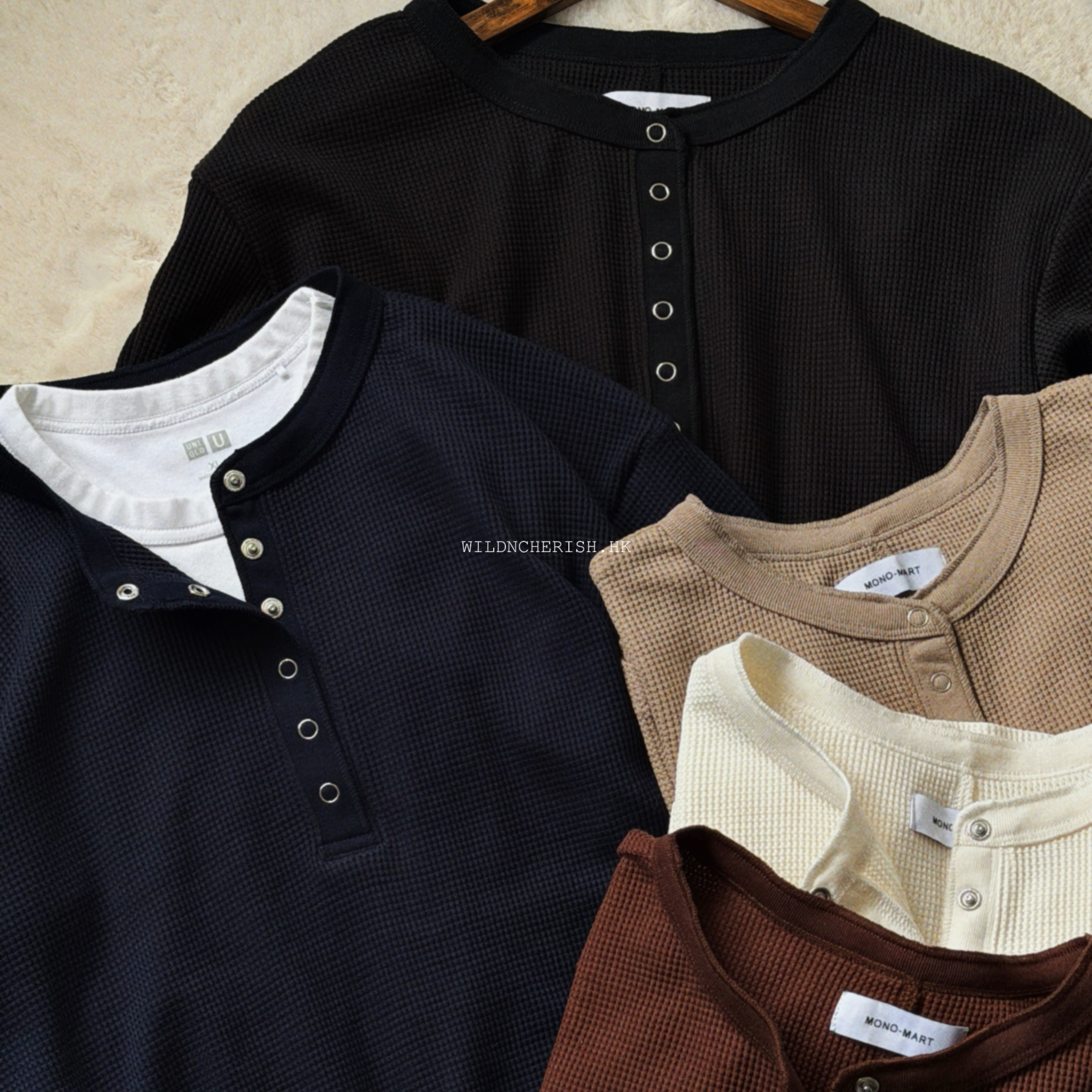 現貨 | Mono-mart Soft Waffle L/S T-shirt  女裝 亨利領 窩夫格