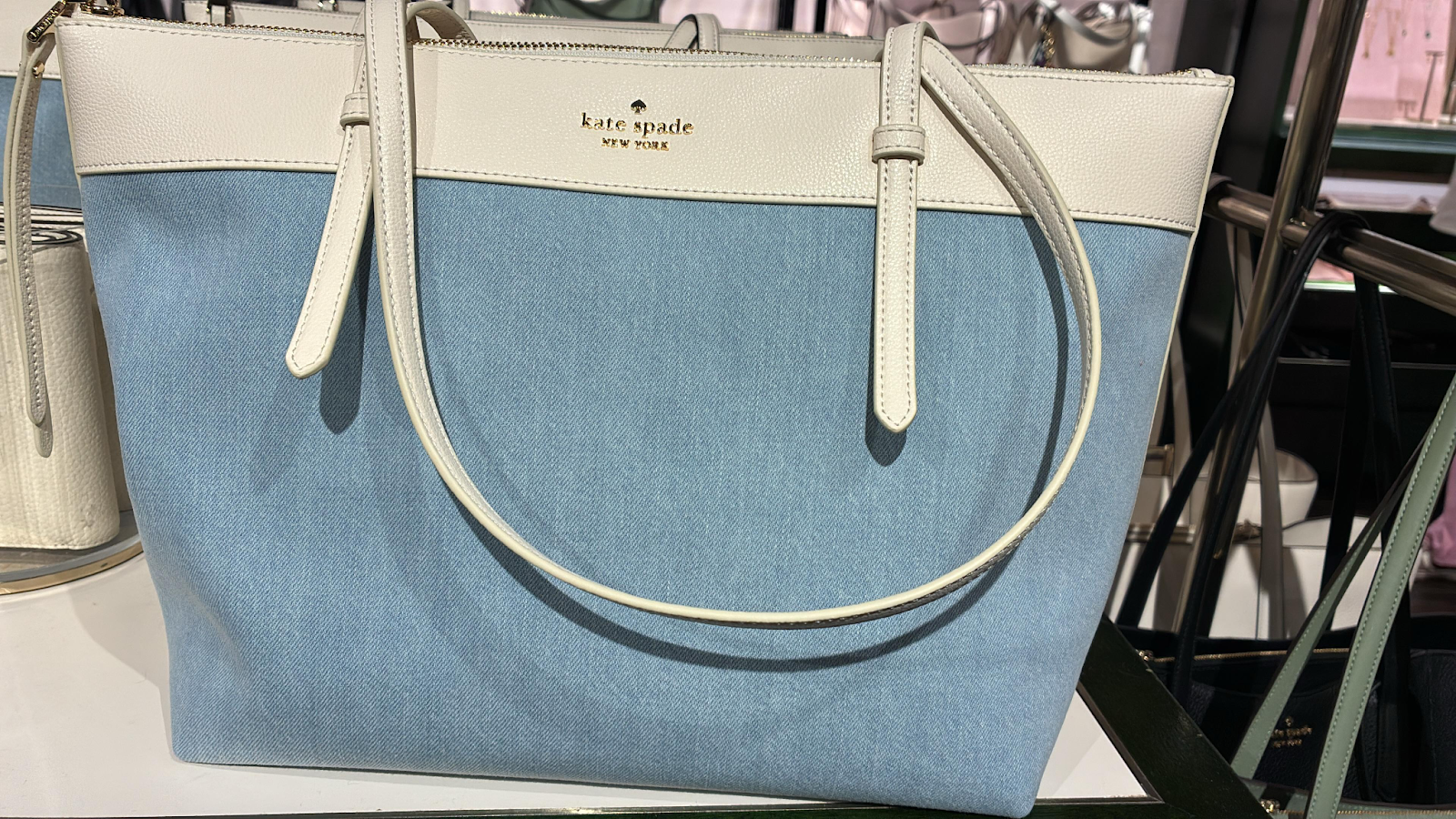 VN052 Kate spade 牛仔藍色併白色TOTE BAG 40x26cm