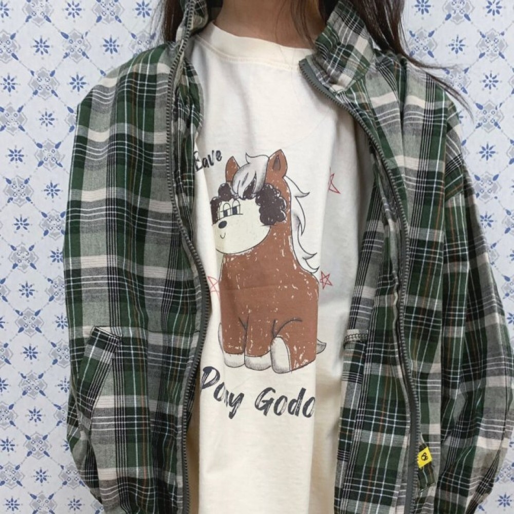 90-160 Gou 格紋拉鍊外套 2色