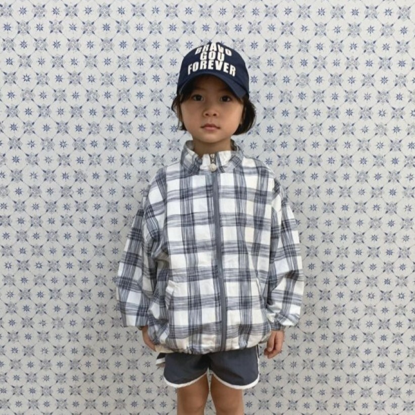 90-160 Gou 格紋拉鍊外套 2色