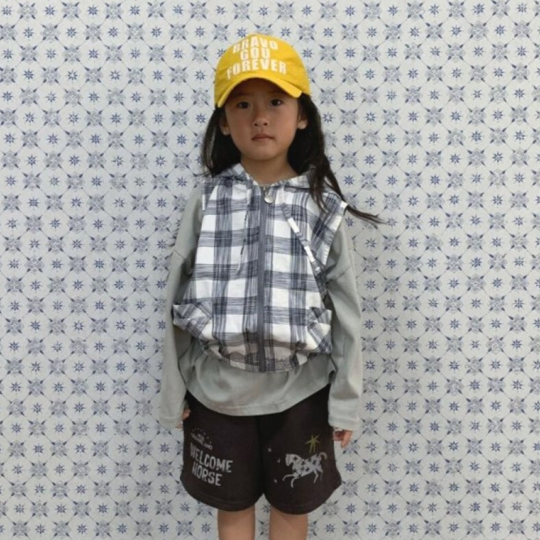 90-160 Gou 連帽格紋背心 2色