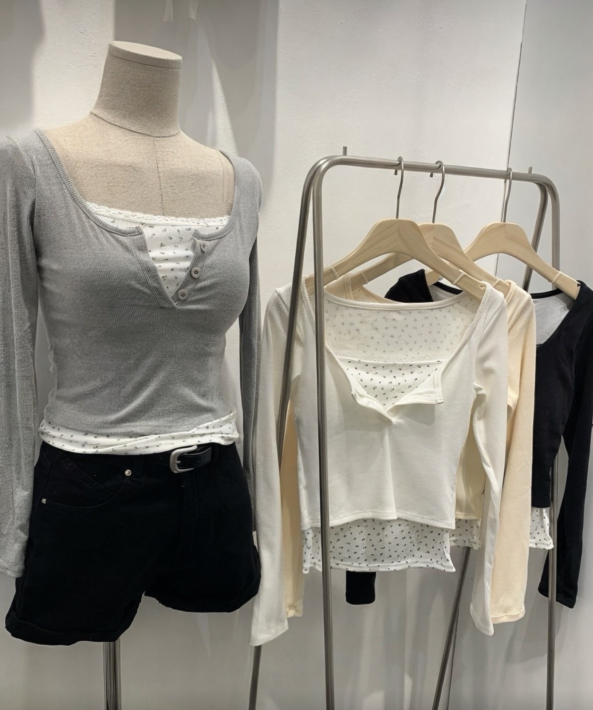 花紋疊層針織長袖