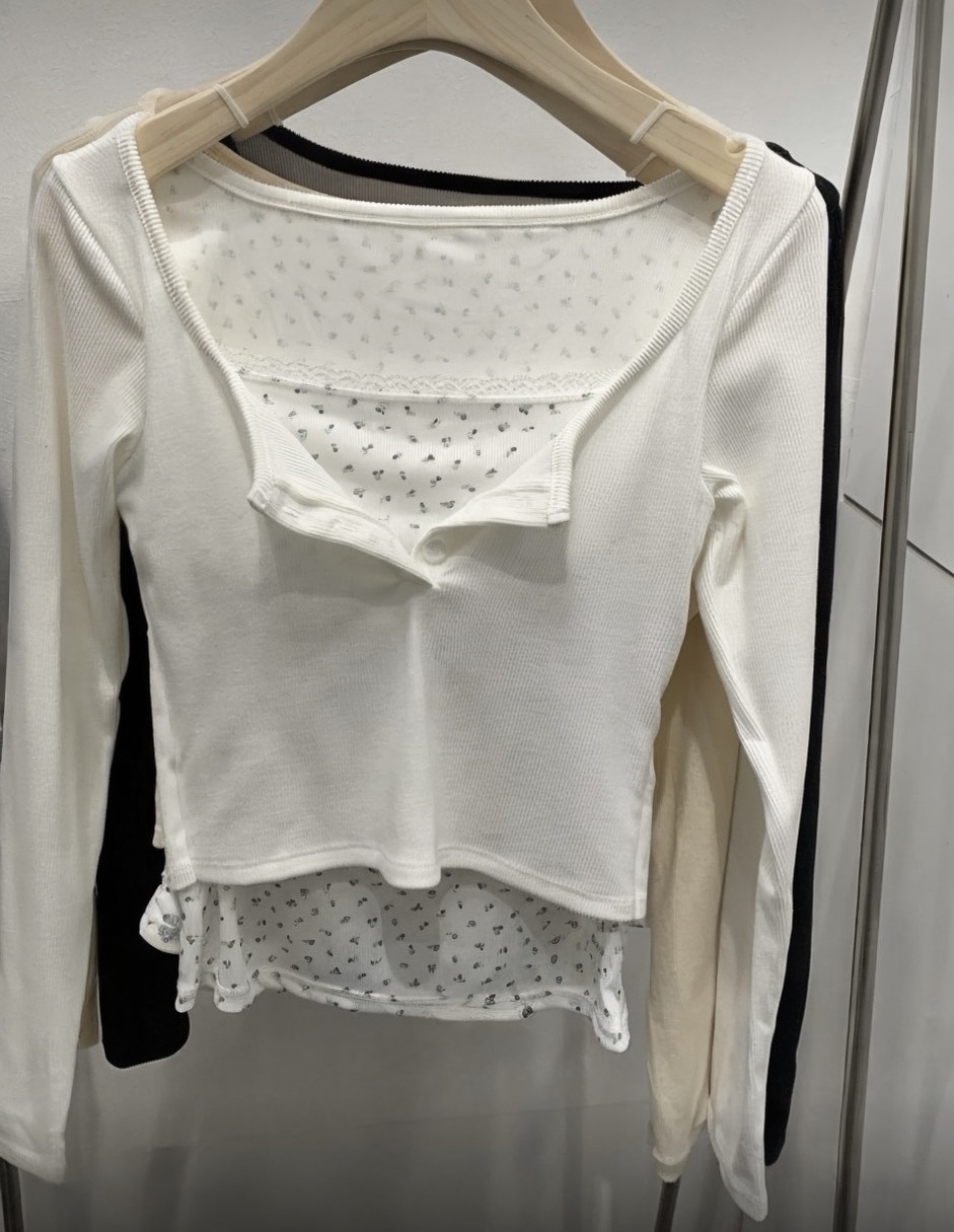 花紋疊層針織長袖