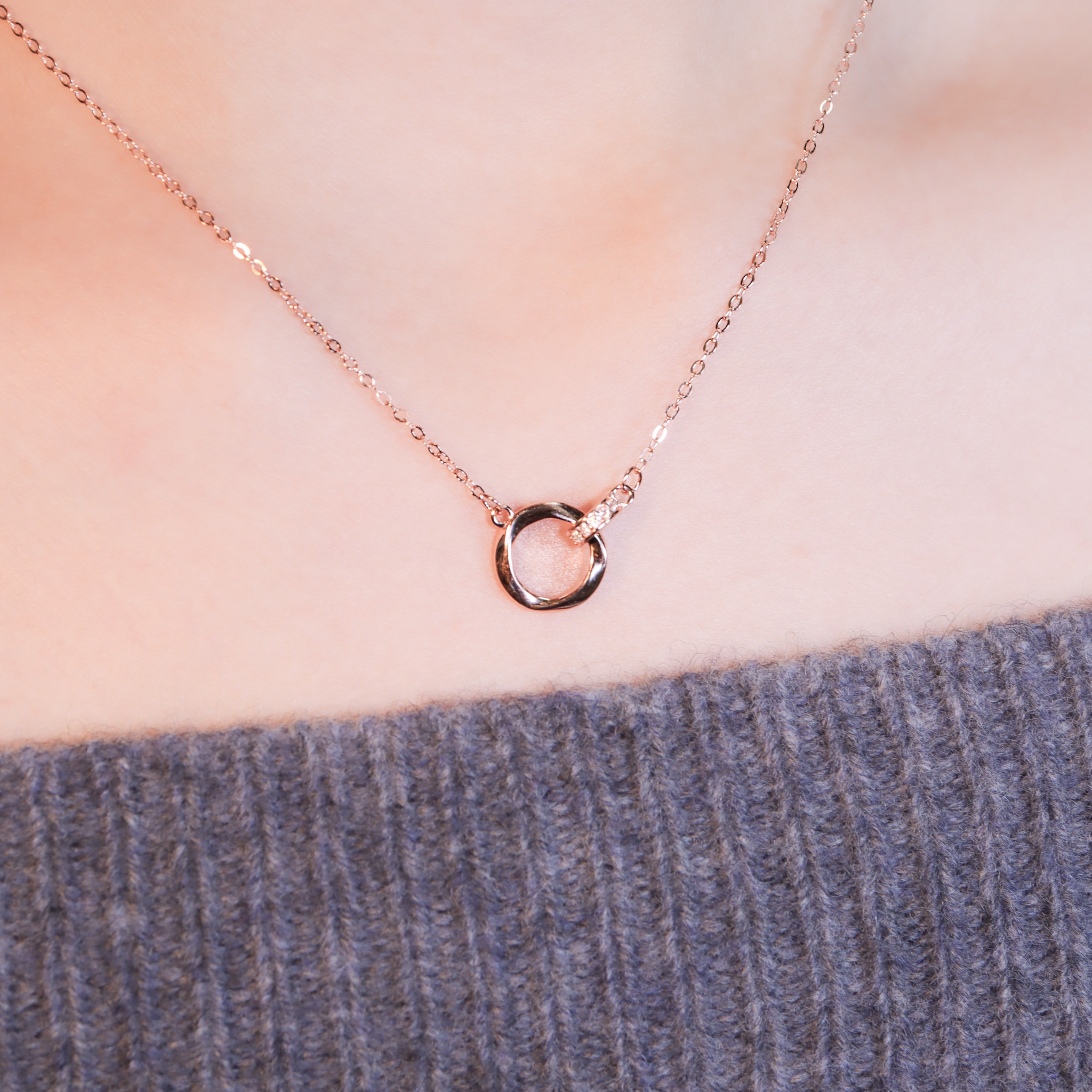 | 925純銀・白金・玫瑰金 | 永不分開項鍊  (銀/玫瑰金) | NE1582 |