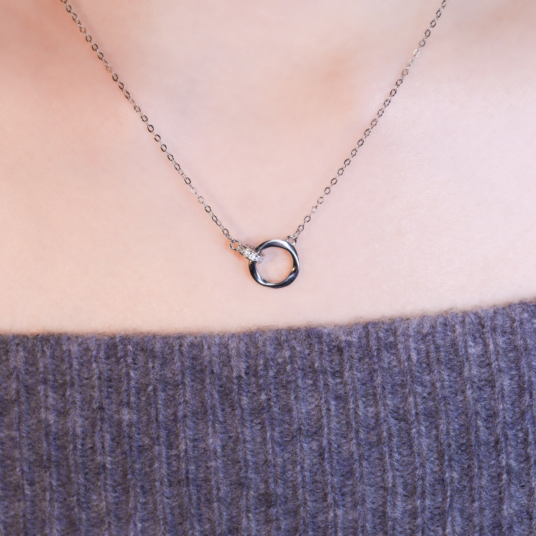 | 925純銀・白金・玫瑰金 | 永不分開項鍊  (銀/玫瑰金) | NE1582 |