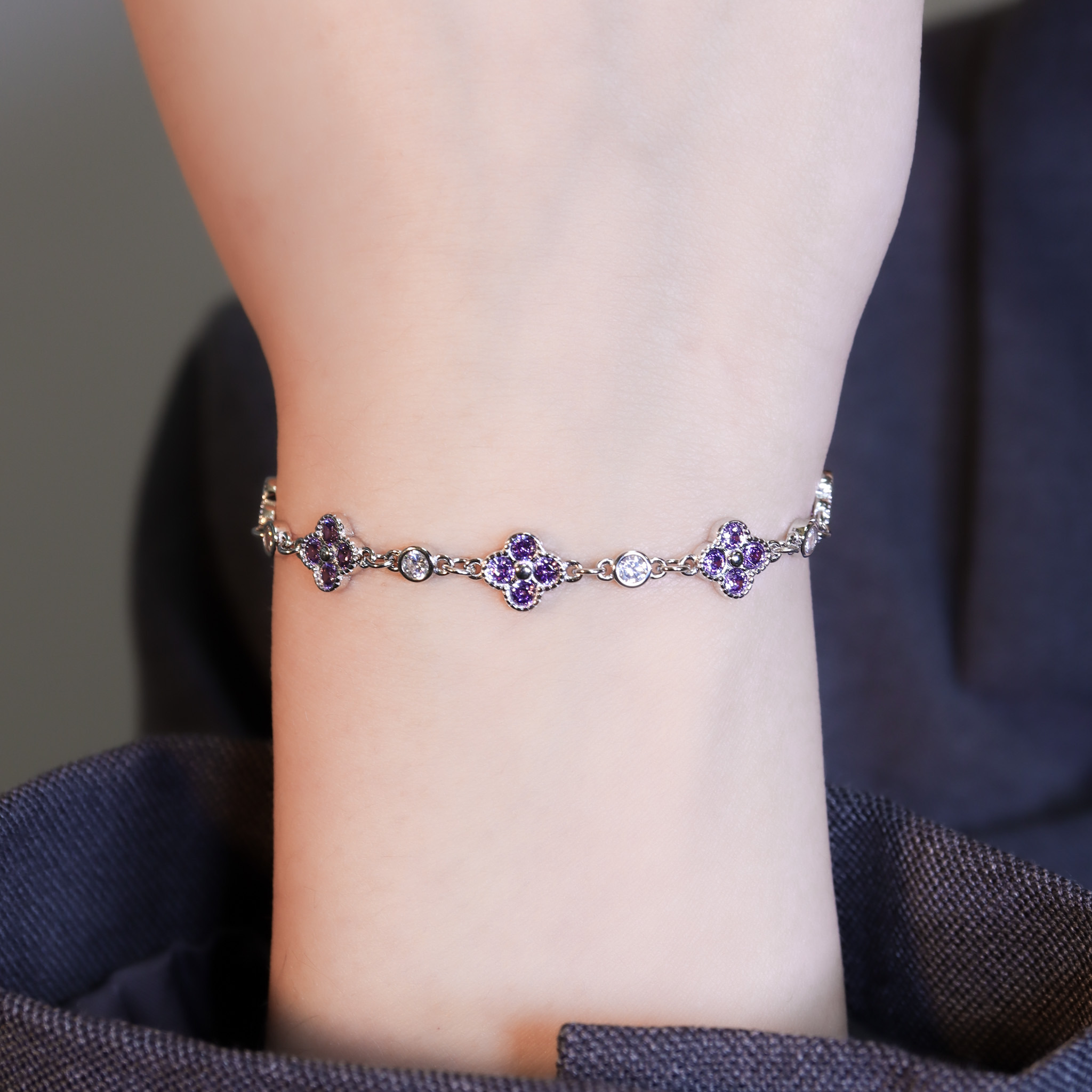 | 925純銀・白金 | 漫紫幸福滿滿手鏈 | BR1499 |