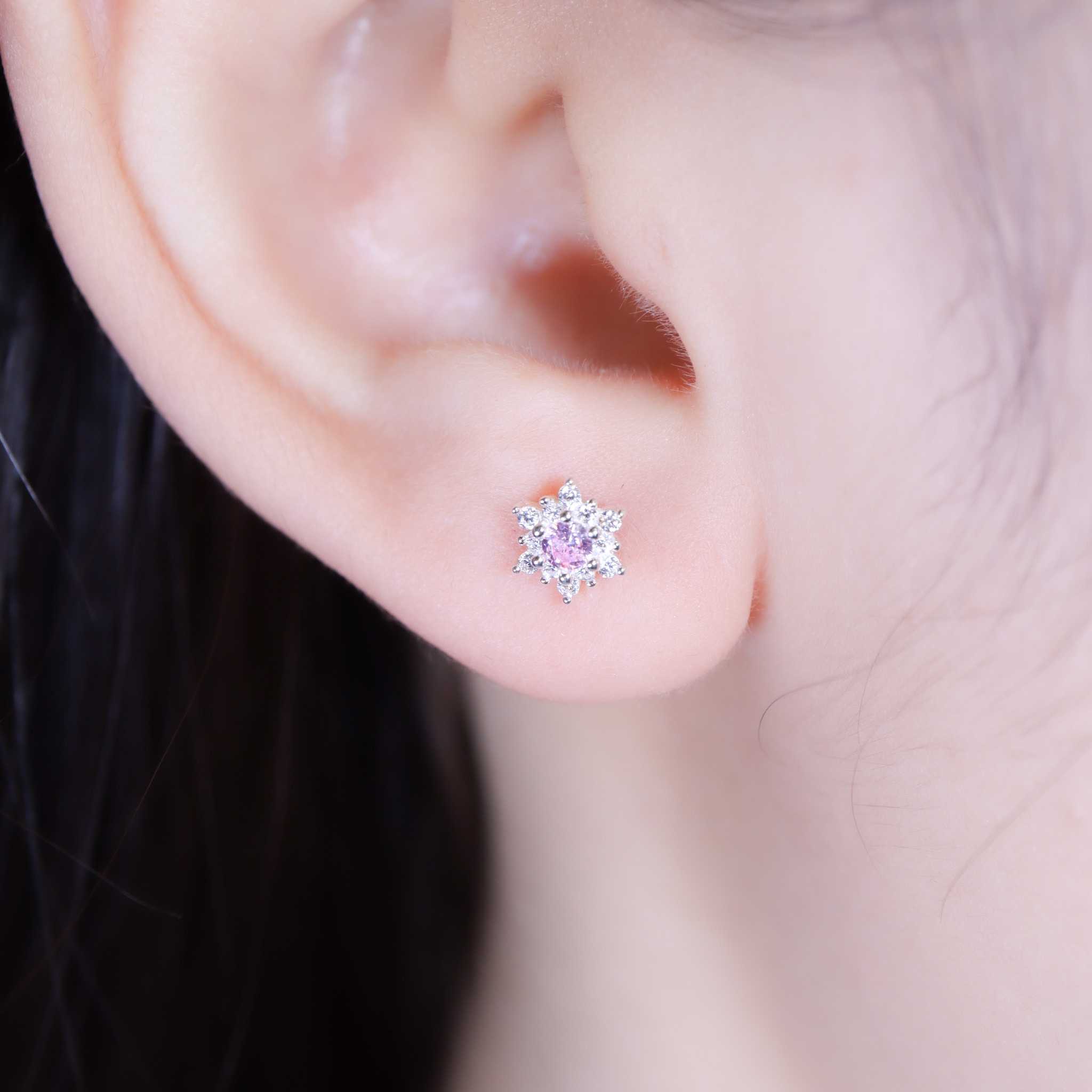 | 999足銀 | 花花日誌耳環（藍色/粉色） | EA1119 |