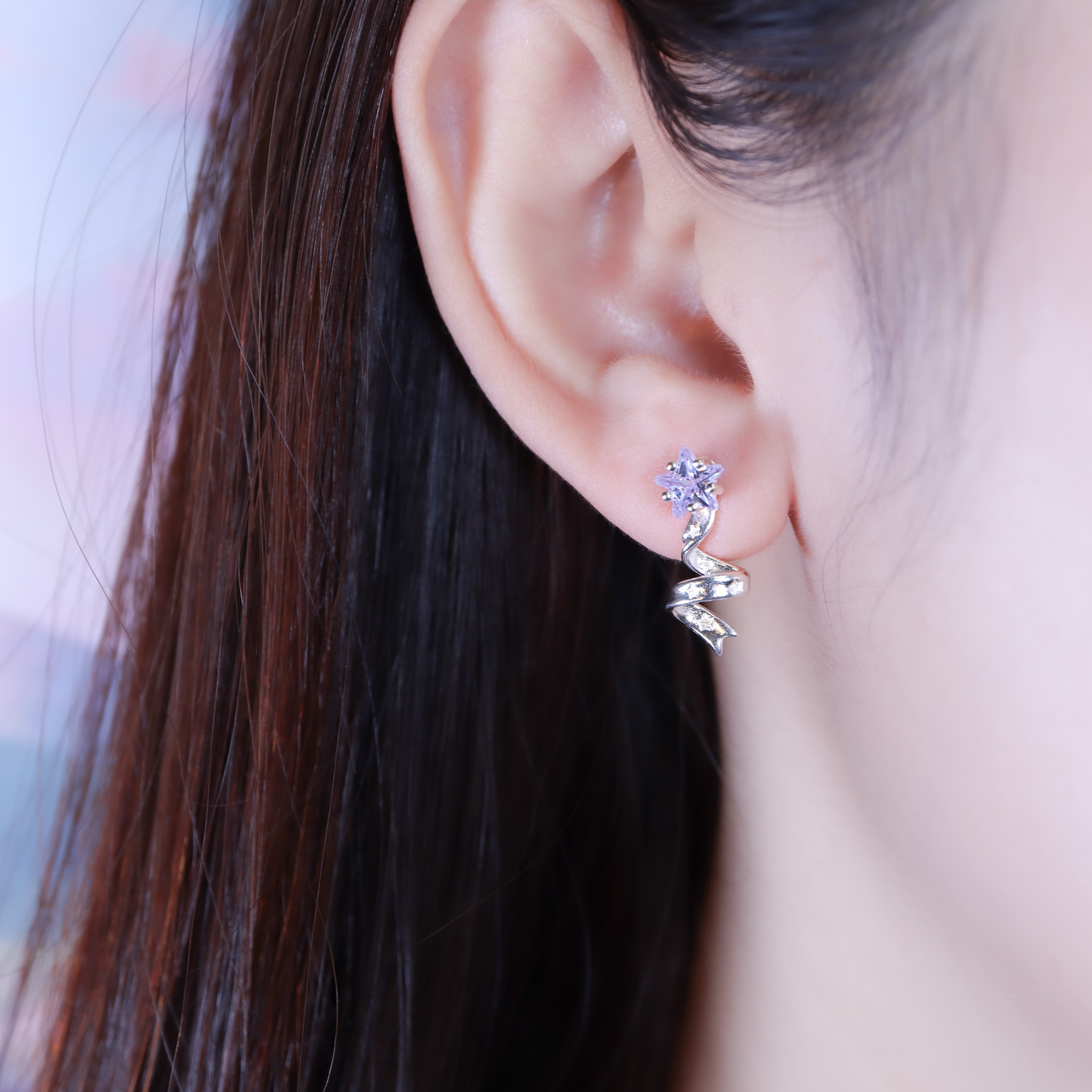 | 925純銀・白金 | 漫紫星絮芭蕾耳環 | EA1114 |