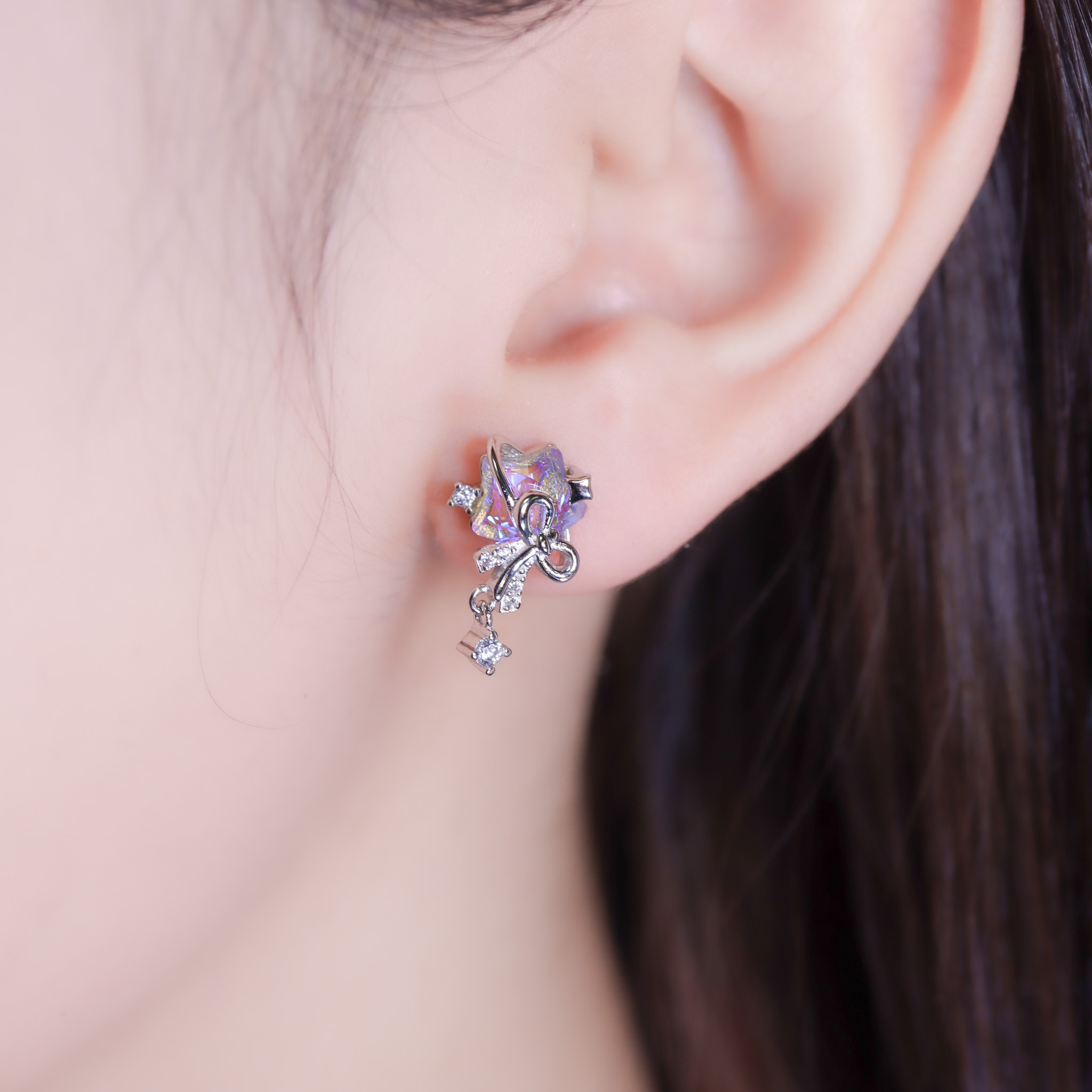 | 925銀・厚鍍白金・琉璃 | 漫藍心意之禮耳環 | EA1112 |