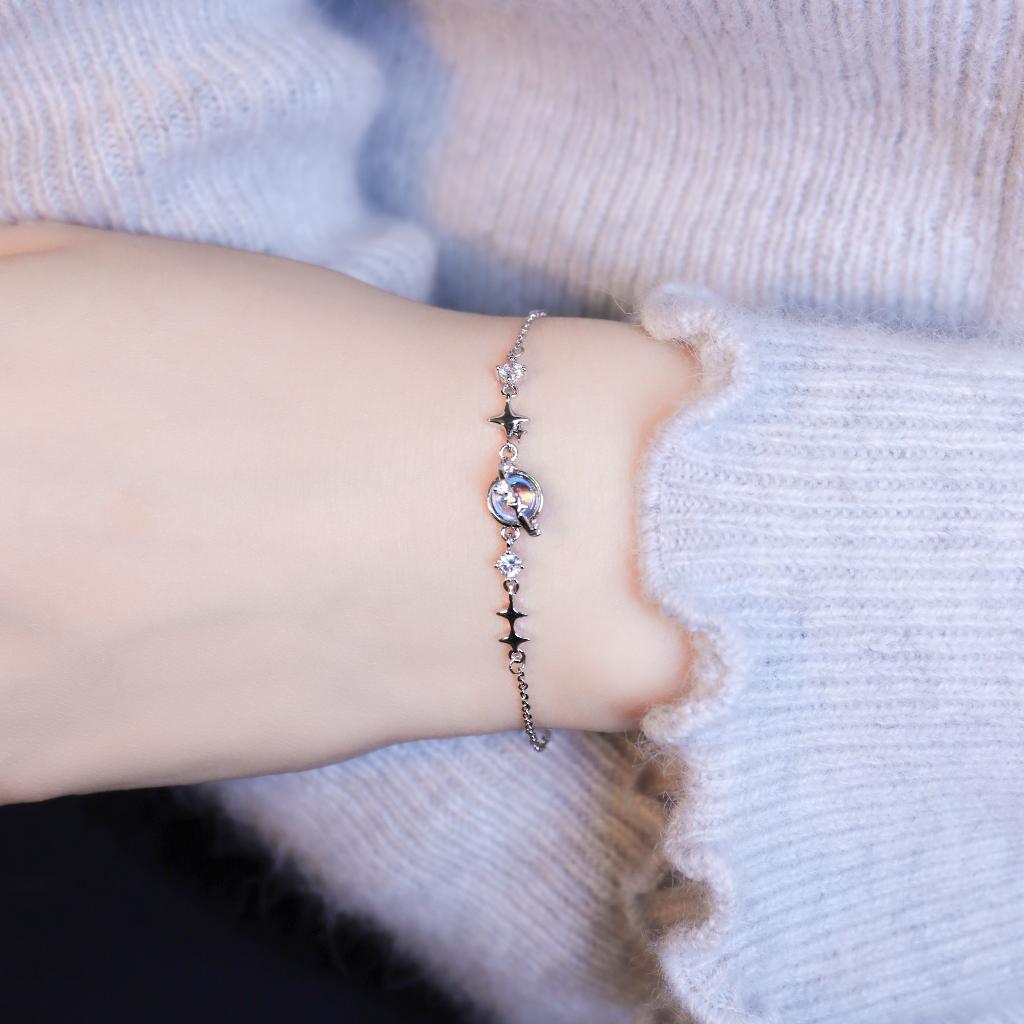 | 925純銀・白金・ 琉璃 | 愛你小宇宙手鏈 | BR1506 |