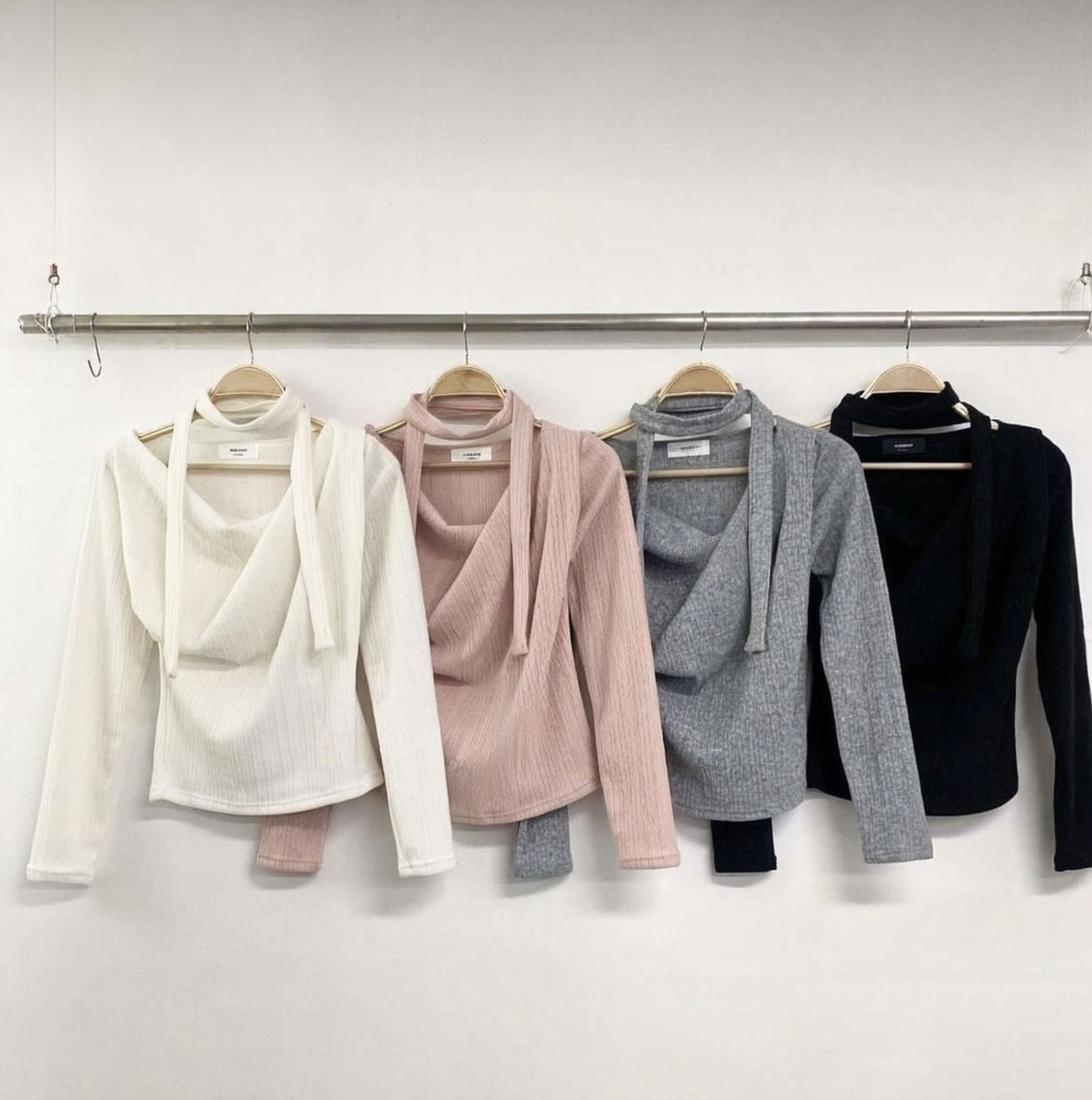 圍巾羅紋針織長袖