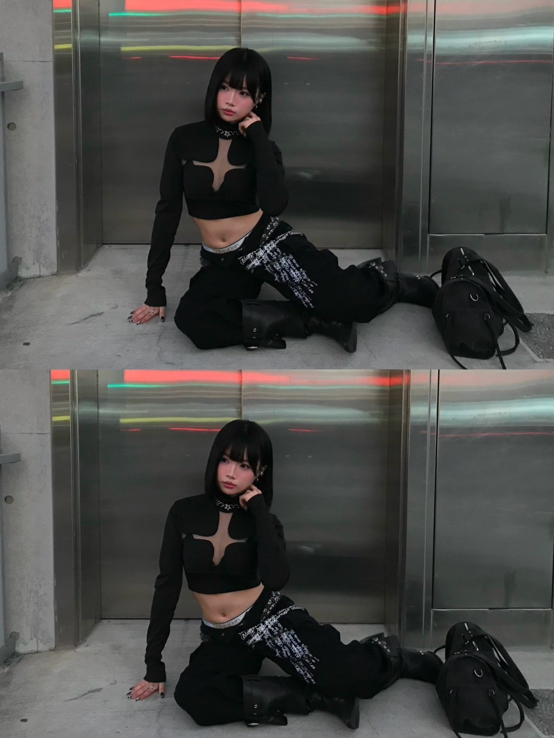 辣妹駕到💋高領十字鏤空短版露腰上衣