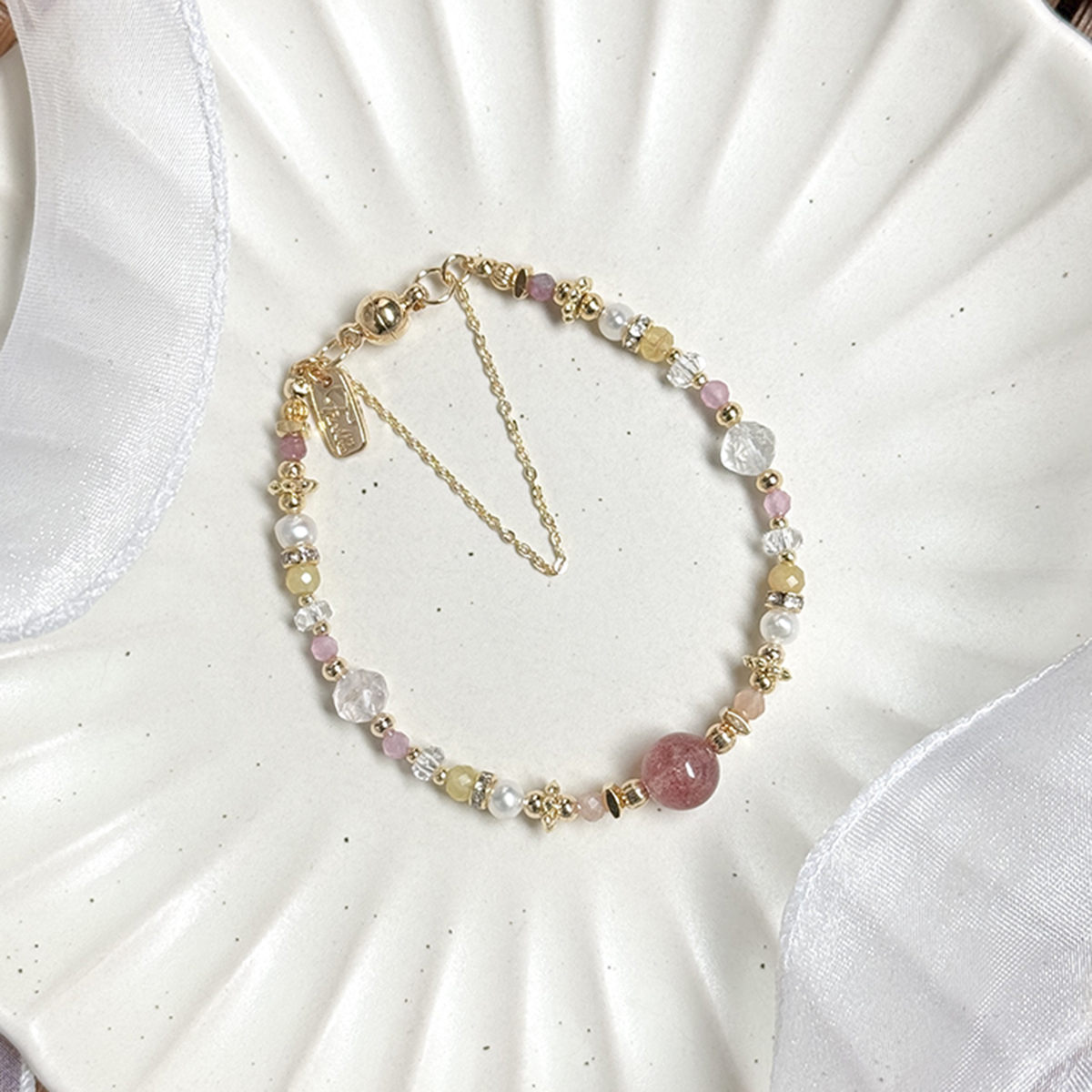 生日花 • 貳月拾參 • 西洋櫻草 – 草莓晶 – 手鍊