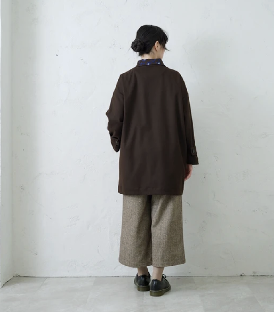 ｛訂購款｝花卉刺繡中長款翻領大衣【日本直送】