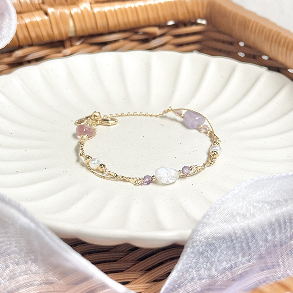 生日花 • 貳月貳捌 • 紫番紅花 – 多寶石 – 手鍊