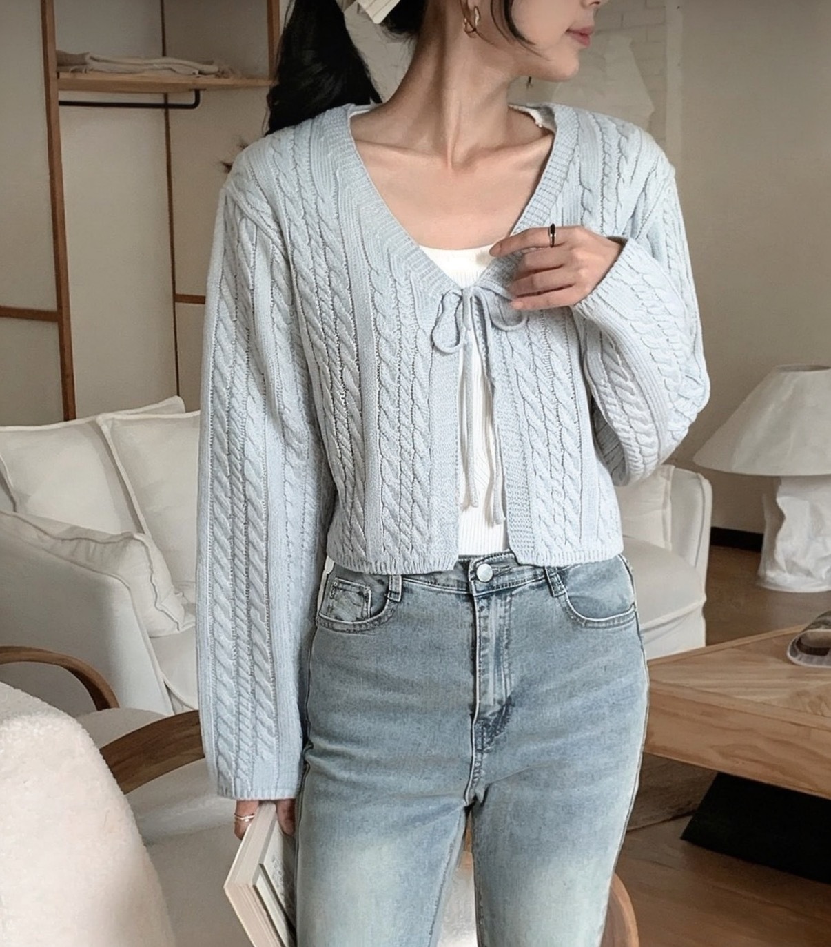 麻花紋綁帶外套