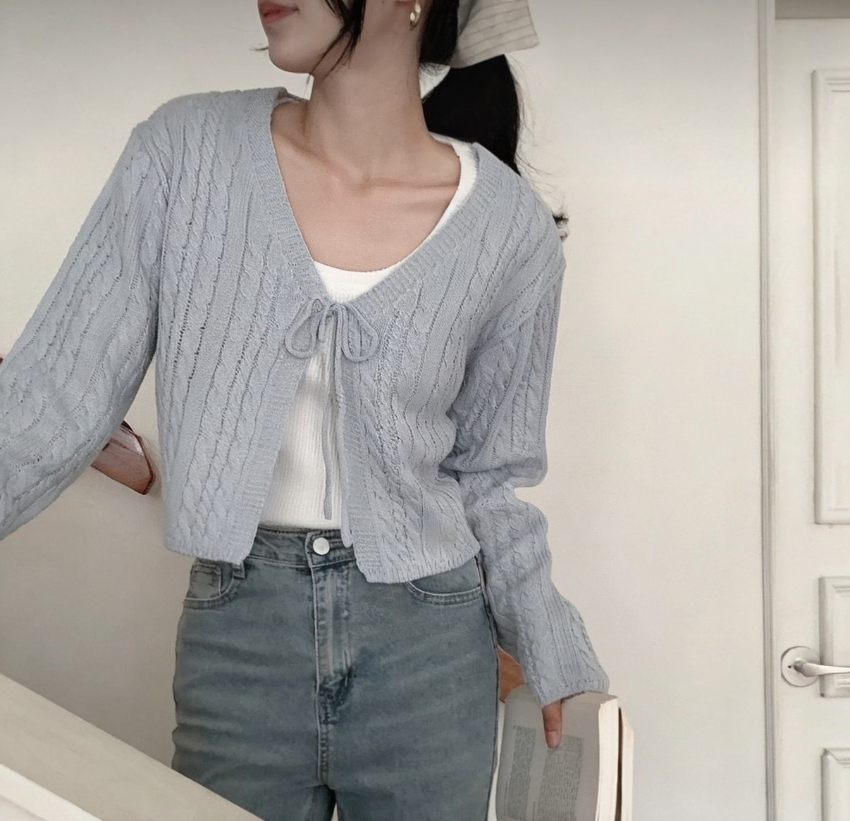 麻花紋綁帶外套