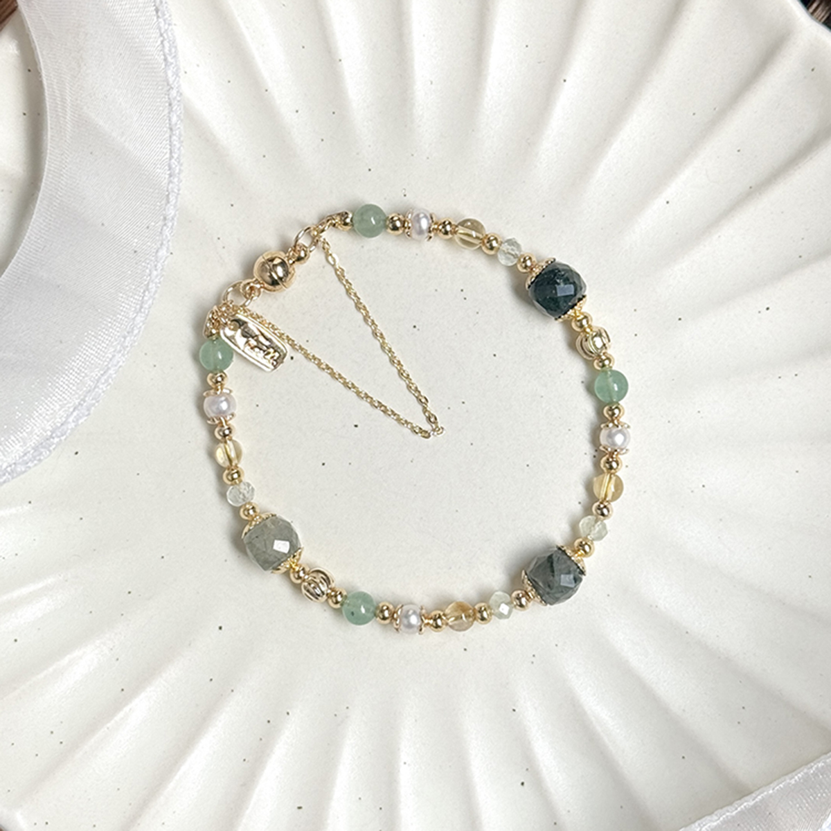 生日花 • 肆月壹 • 山靛 – 綠髮晶 – 手鍊
