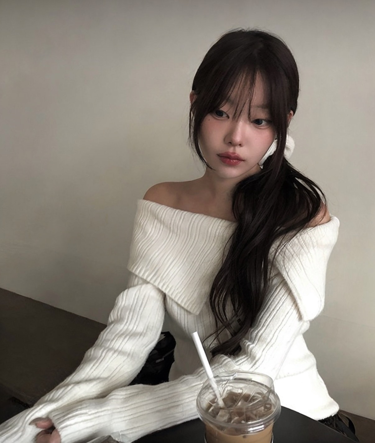 雙領露肩針織衫