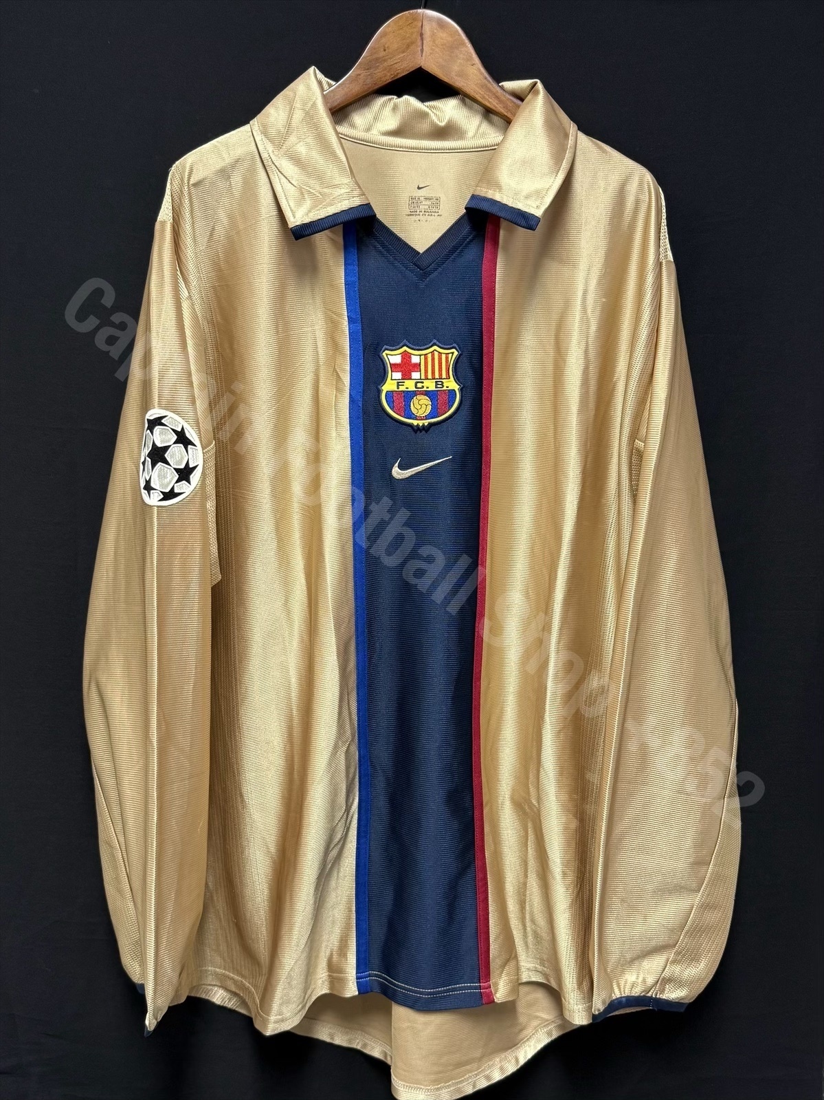 (Player Issue) FC Barcelona 2001-2002 UEFA Champions League Nike L/S Away Player Issue Shirt #10 RIVALDO