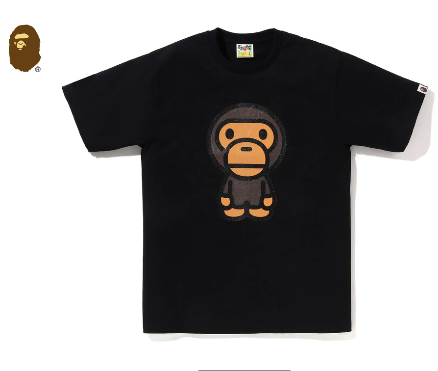 【BAPE男生】0214 發售 反光粉點綴GLITTER BIG BABY MILO TEE