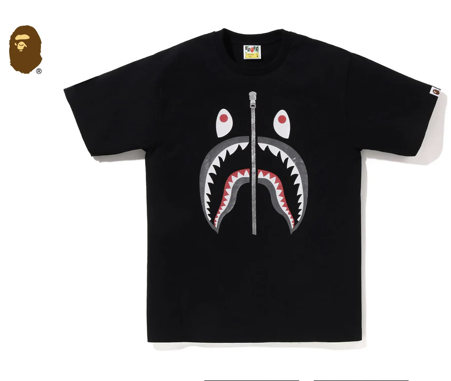 【BAPE男生】0214 發售 反光粉點綴GLITTER SHARK TEE
